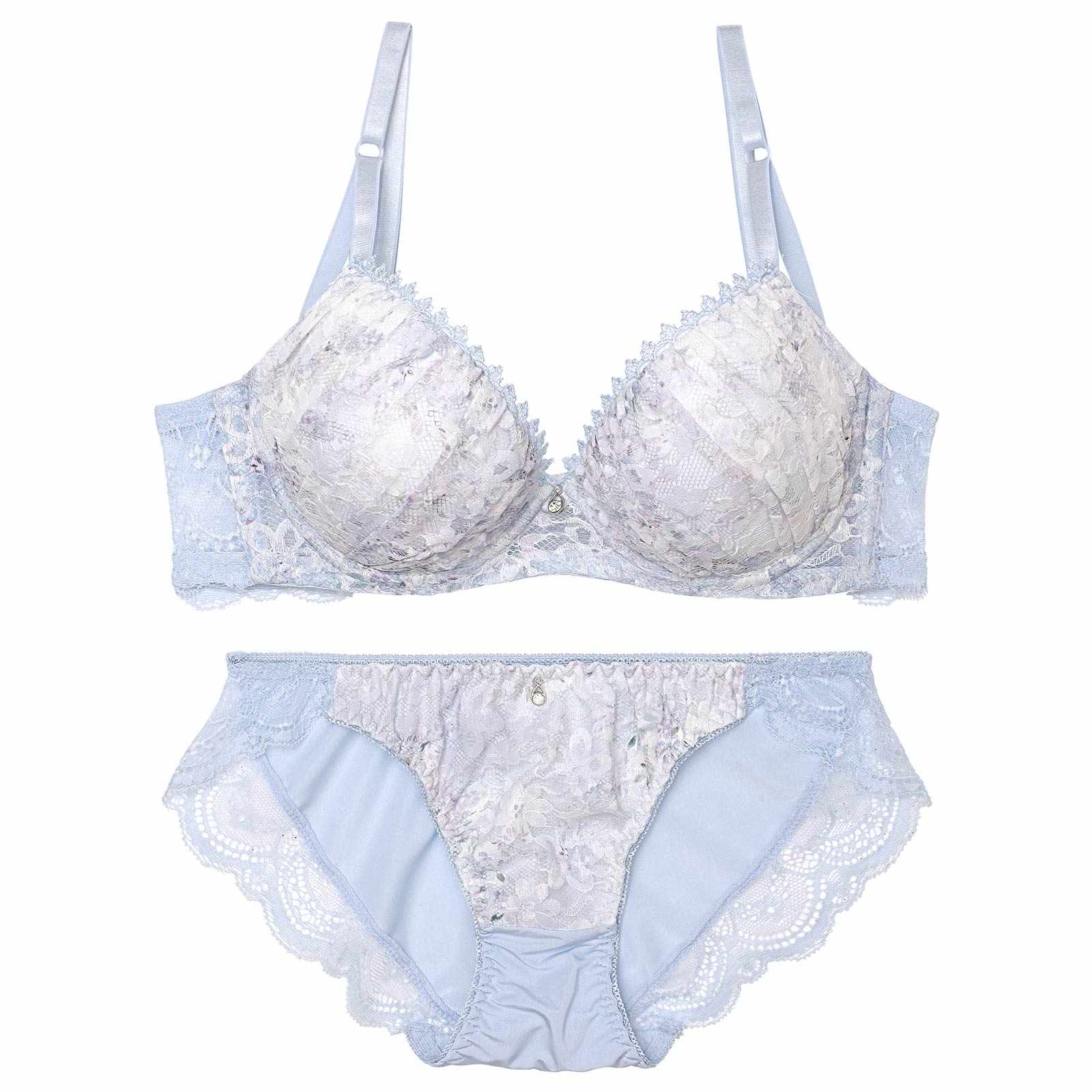 【EFサイズ】ミスティ水彩レーシィ育乳脇高ブラジャー&フルバックショーツ