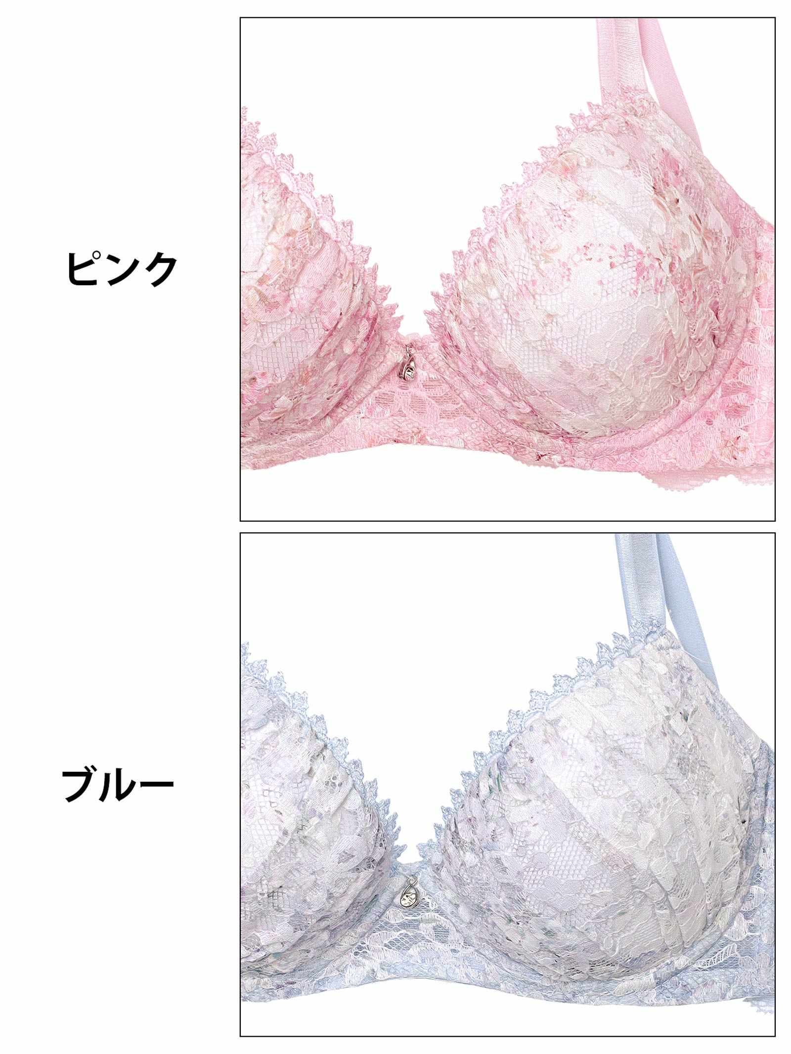 8/25新作!【EFサイズ】ミスティ水彩レーシィ育乳脇高ブラジャー&フルバックショーツ
