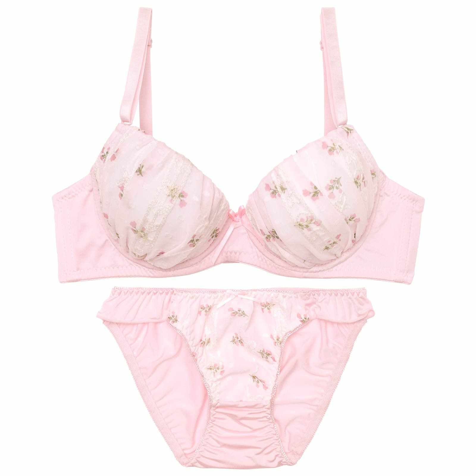 パステルプチフラワーブラジャー&フルバックショーツ