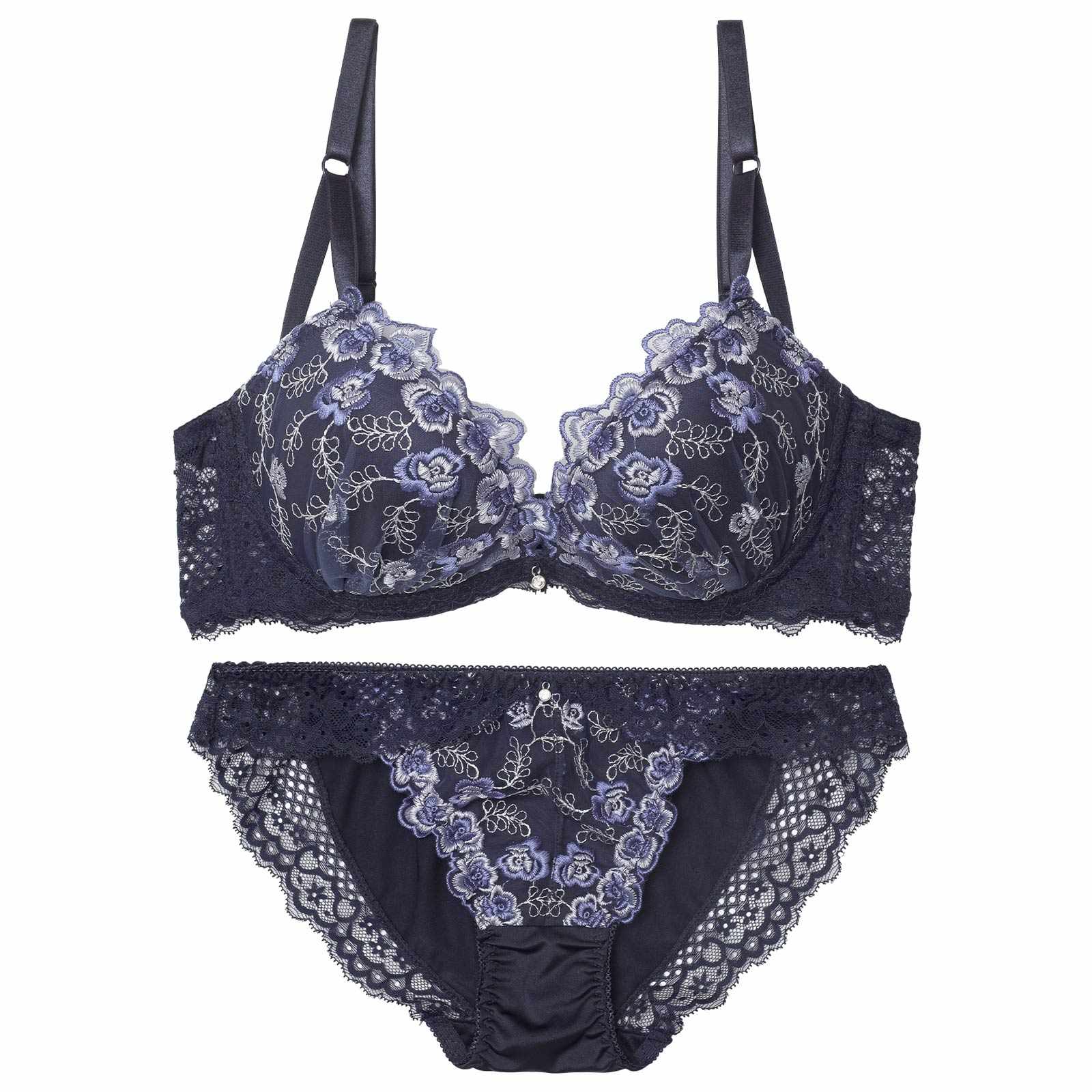 ルミナスリッチフラワー育乳脇高ブラジャー&フルバックショーツ