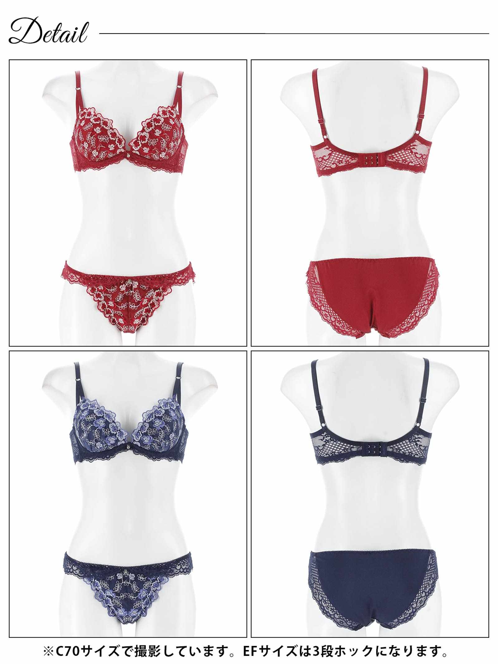 9/8新作!【EFサイズ】ルミナスリッチフラワー育乳脇高ブラジャー&フルバックショーツ