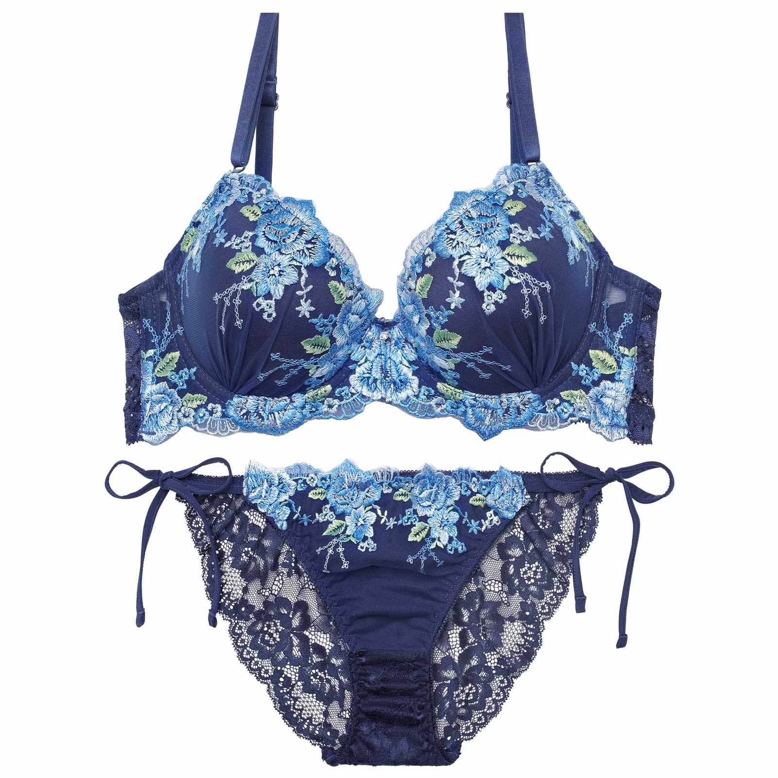 11/7新作!【三上悠亜着用】フローラブルームガーデンブラジャー&サイド紐バック透けフルバックショーツ