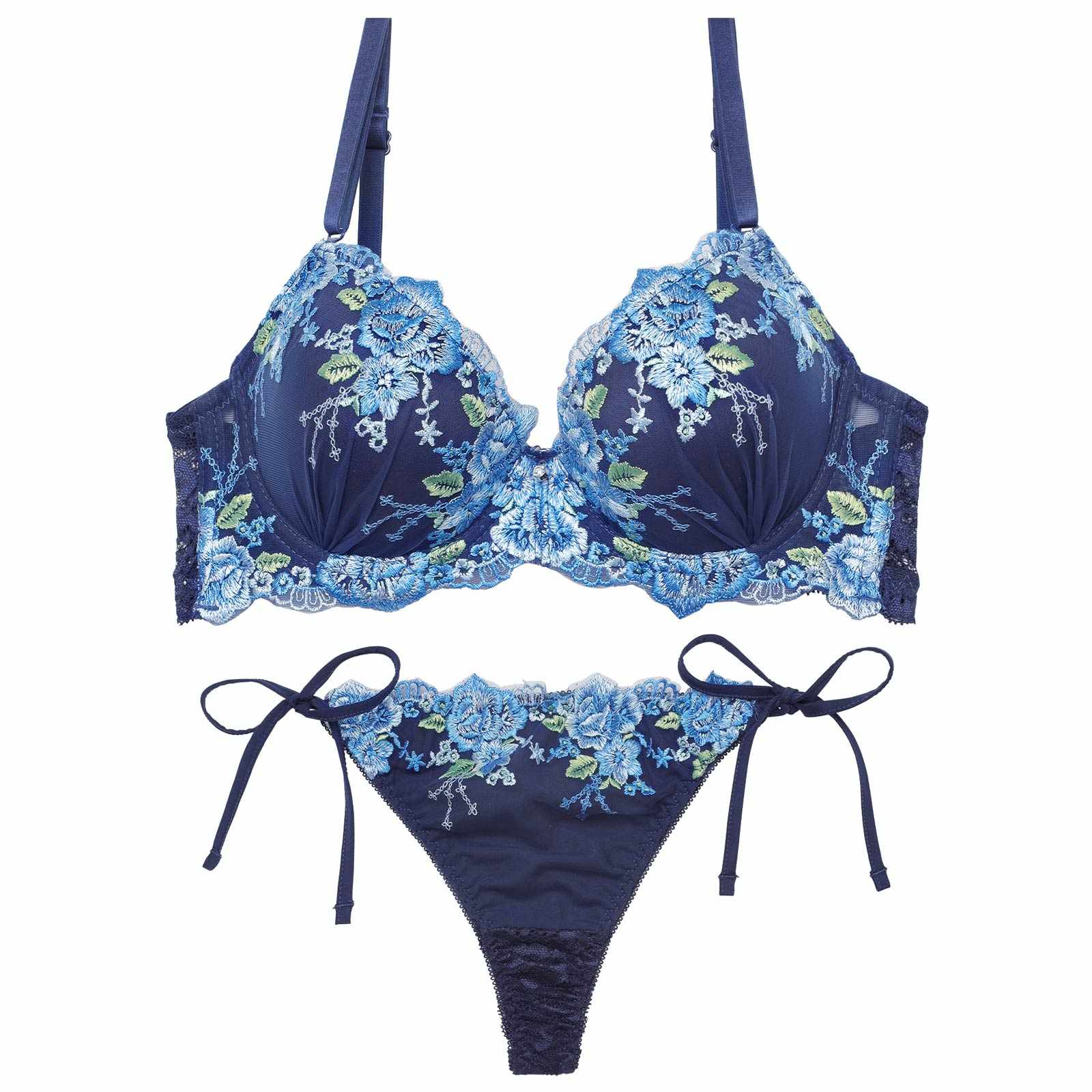 11/7新作!【三上悠亜着用】フローラブルームガーデンブラジャー&サイド紐バック透けTバックショーツ