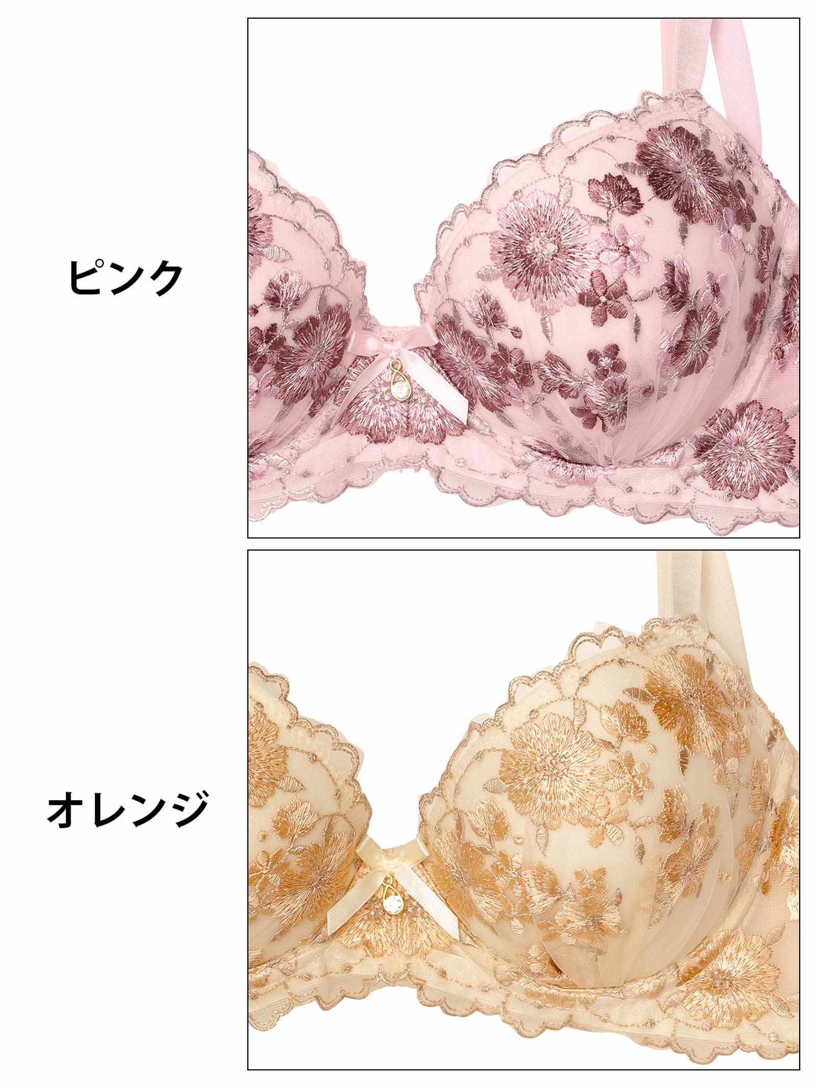 9/19新作!メルティピオニーエンブロイダリー育乳脇高ブラジャー&フルバックショーツ