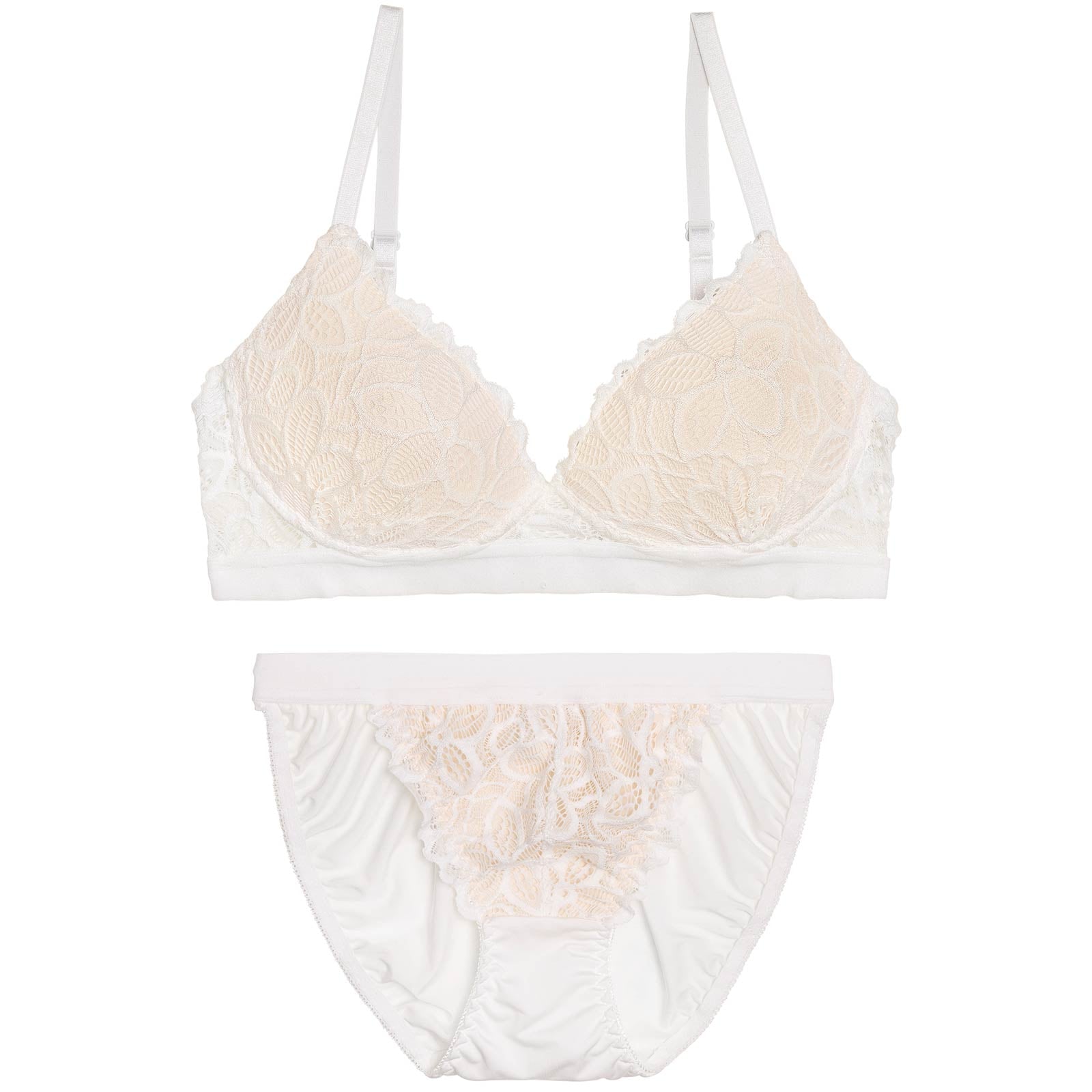 11/17新作!【ノンワイヤー】ノルディックフラワーレースブラジャー&フルバックショーツ