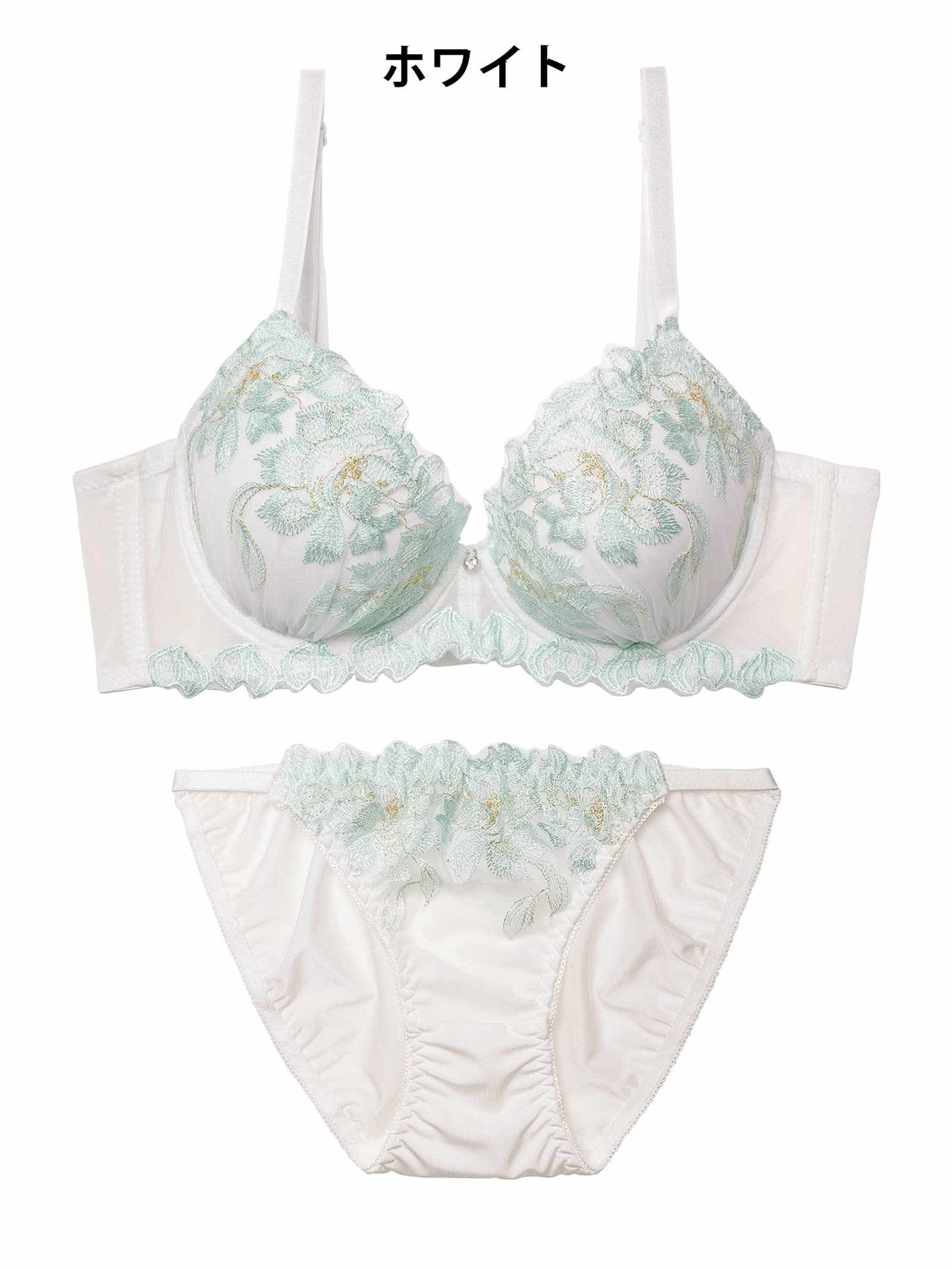 12/17新作!ブルームフラワーエンブロイダリーブラジャー＆フルバックショーツ