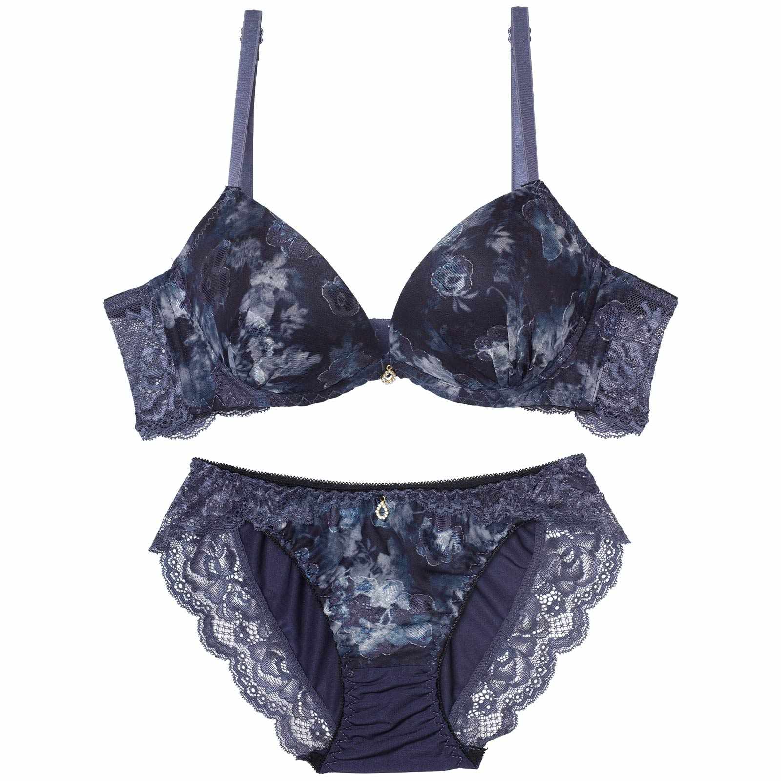 ニュアンスフラワーミスト育乳脇高ブラジャー&フルバックショーツ