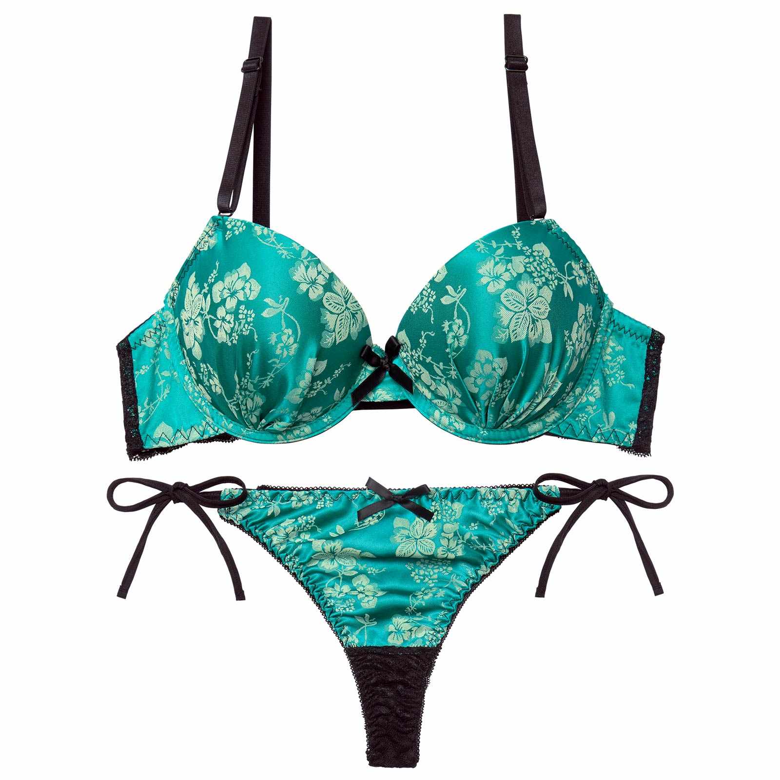 12/5新作!【かとゆり着用】ビビットヴィンテージボタニカルブラジャー&サイド紐バック透けTバックショーツ