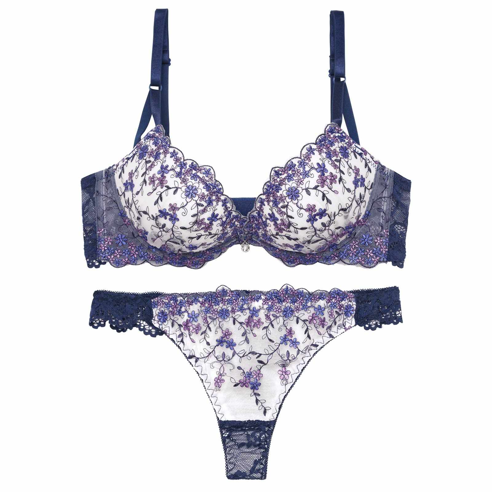 3/9新作!クリスタルブロッサム育乳脇高ブラジャー＆バック透けTバックショーツ