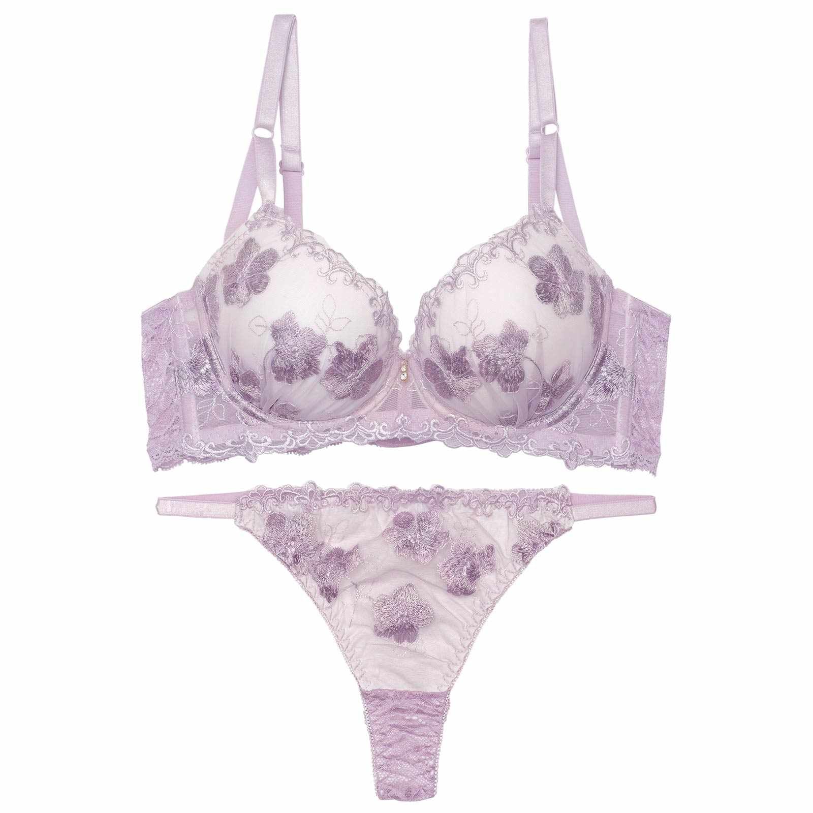 2/23新作!エレガンスシアーフルール育乳脇高ブラジャー&バック透けTバックショーツ