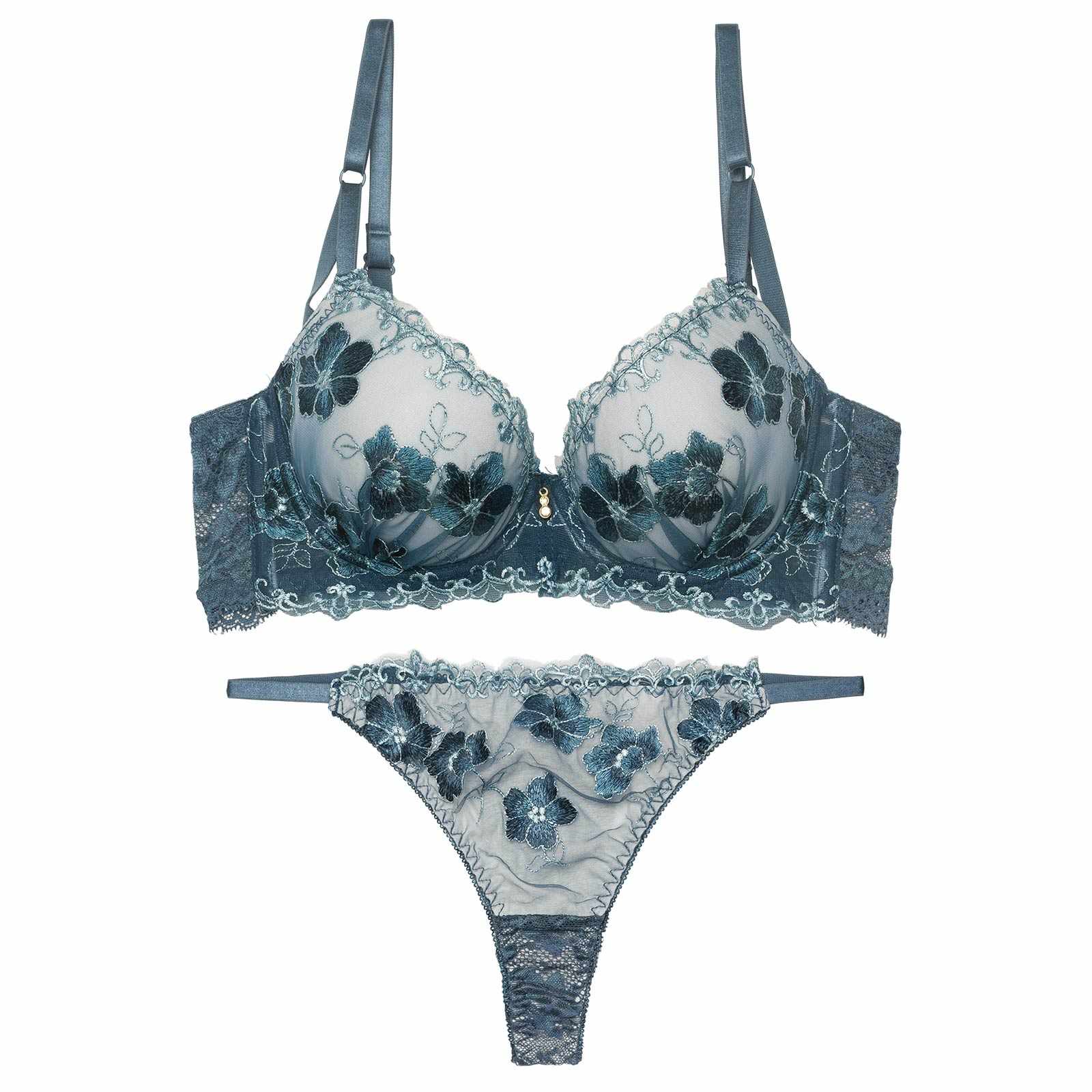 2/23新作!エレガンスシアーフルール育乳脇高ブラジャー&バック透けTバックショーツ