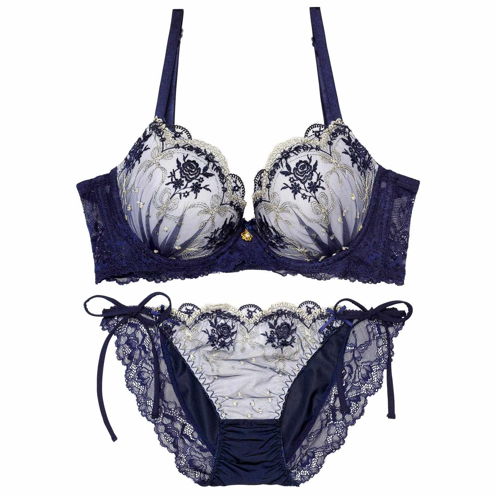 2/13新作!ラグジュアリーローズブーケ育乳脇高ブラジャー&サイド紐フルバックショーツ