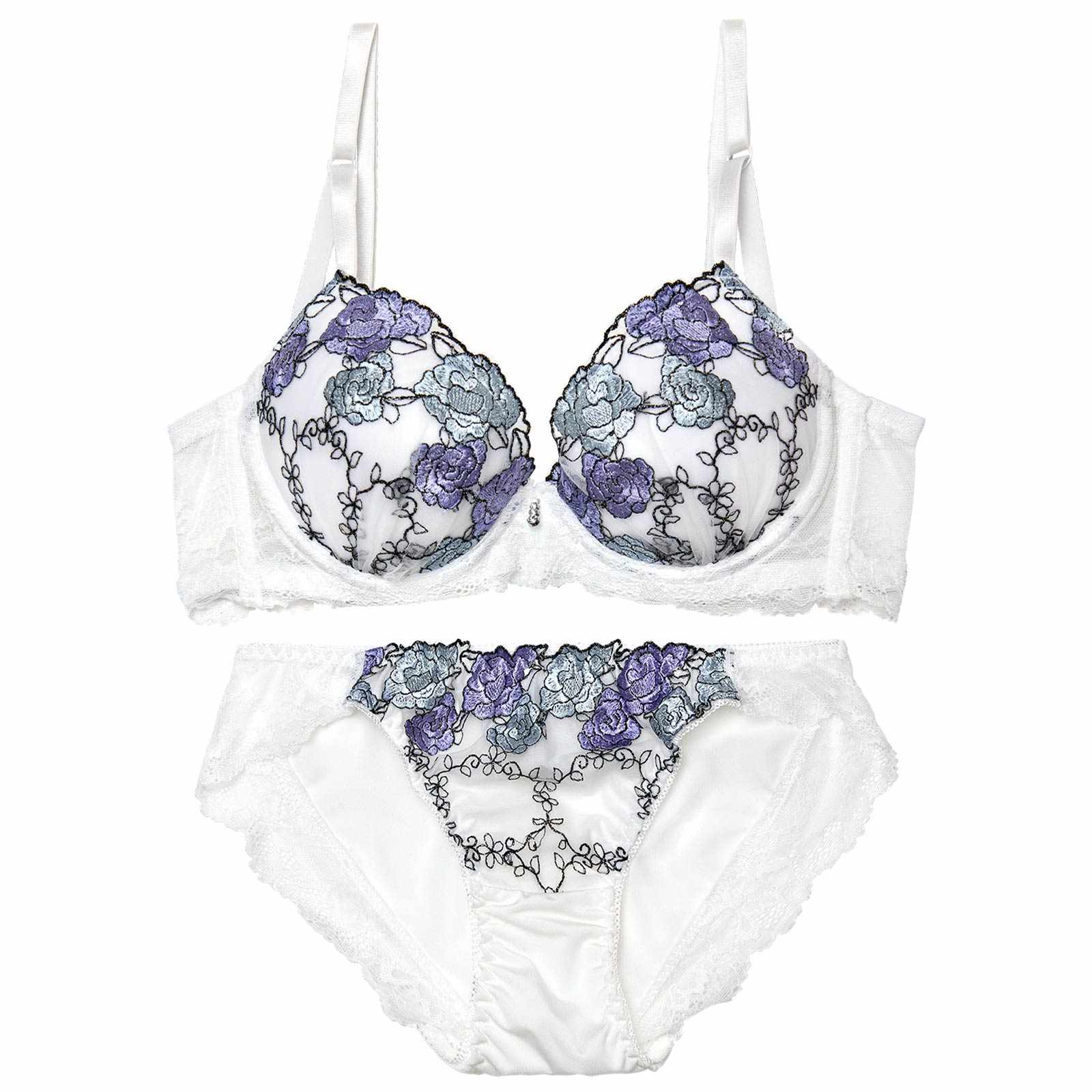 3/27新作!ルミナスローズエンブロイダリー育乳脇高ブラジャー&フルバックショーツ