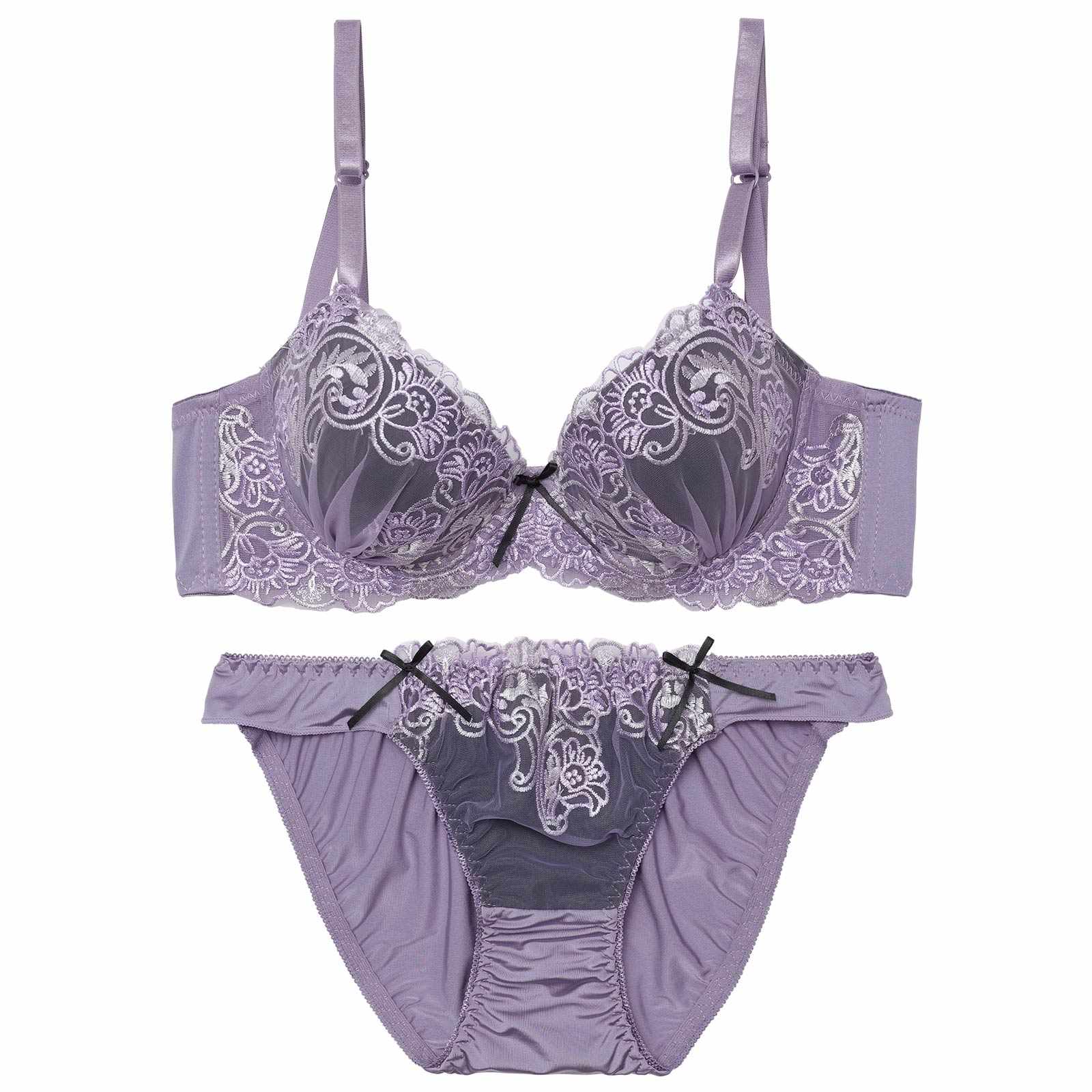 2/11新作!ノワールエンブロイダリー育乳脇高ブラジャー&フルバックショーツ