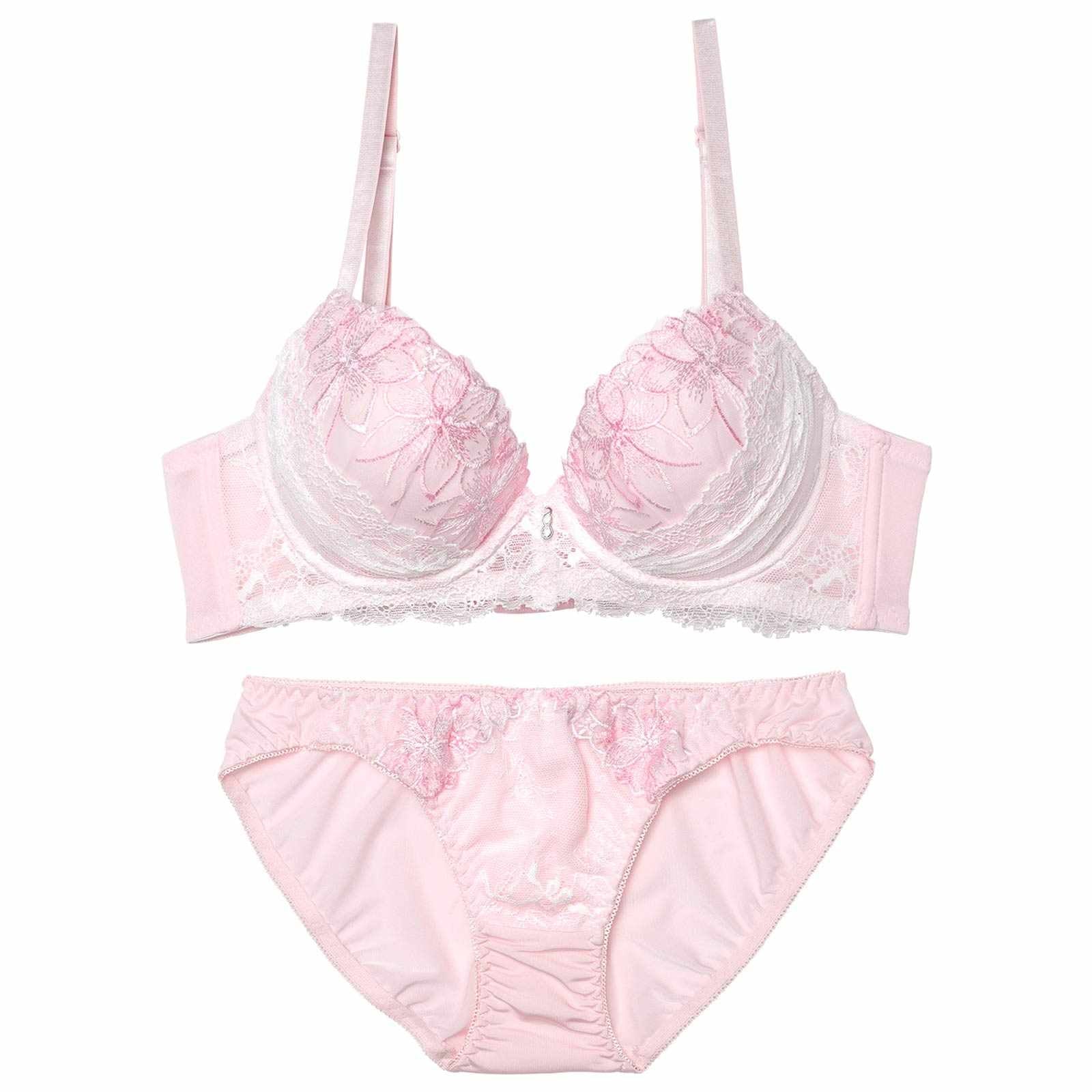 2/27新作!パステルフルールレース育乳脇高ブラジャー&フルバックショーツ