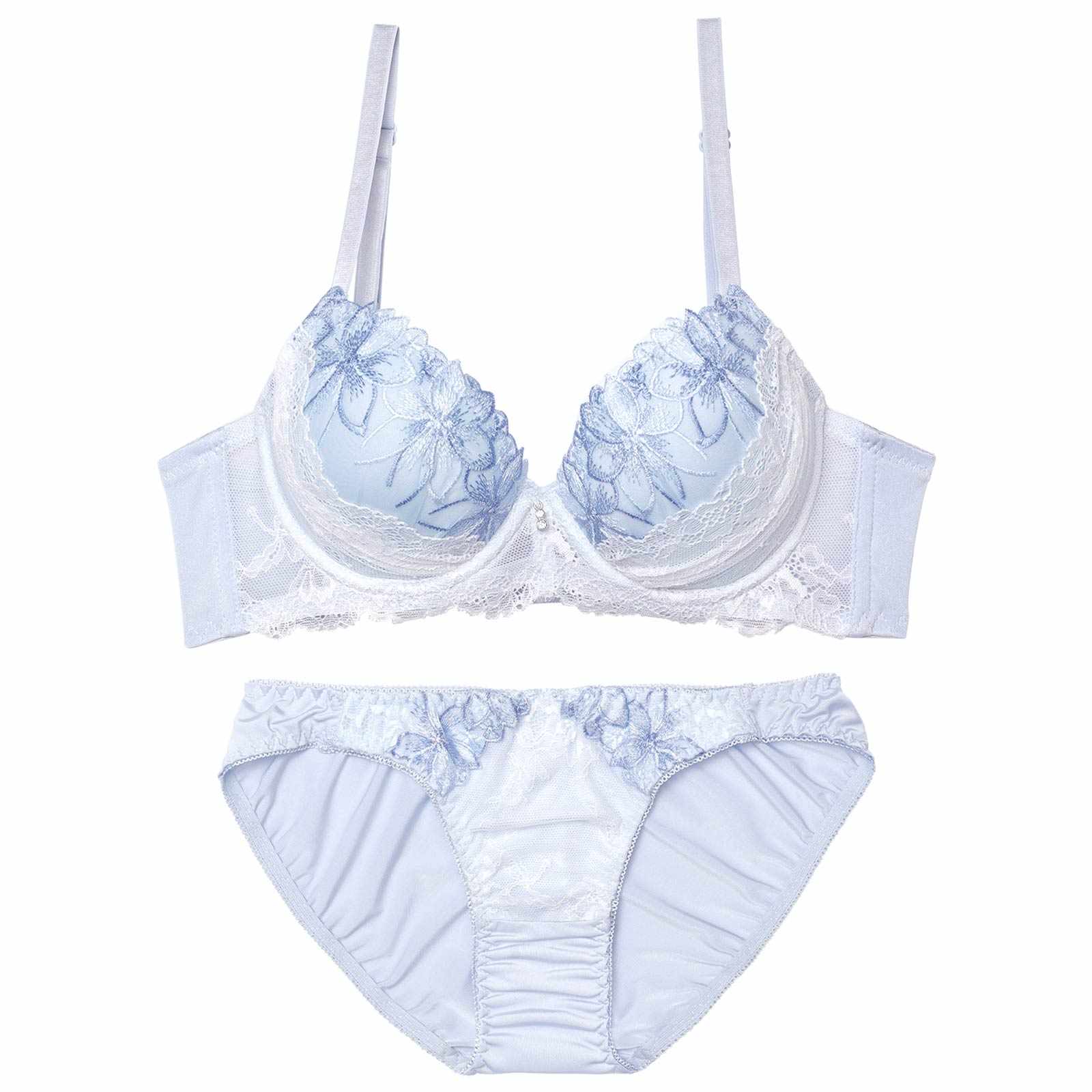 2/27新作!パステルフルールレース育乳脇高ブラジャー&フルバックショーツ