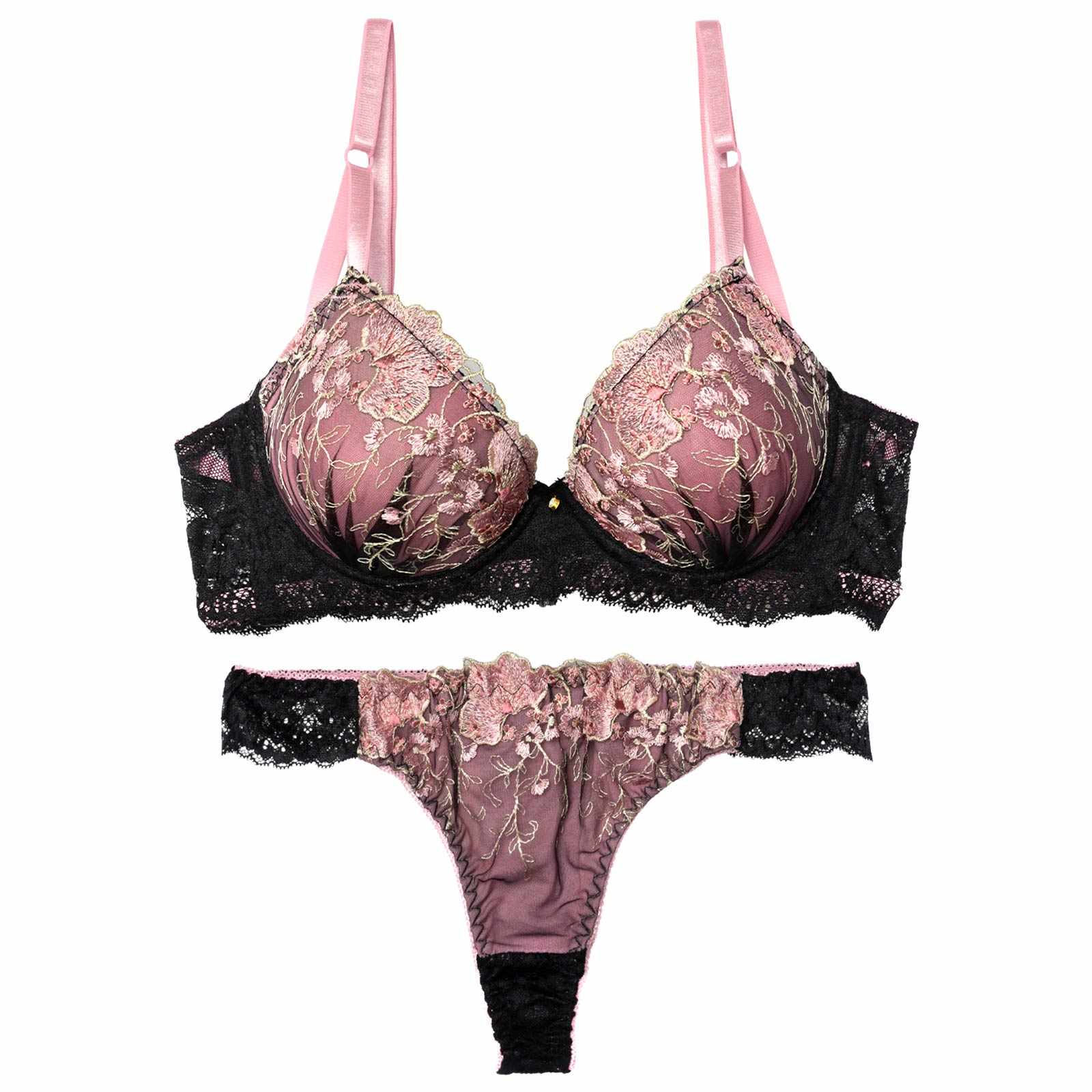 3/30新作!グロッシーブルームレーシィ育乳脇高ブラジャー&バック透けTバックショーツ