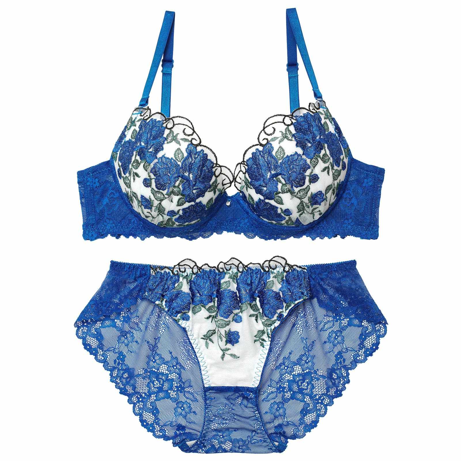 4/17新作!グラマラス ブライトフラワーブラジャー&バック透けフルバックショーツ