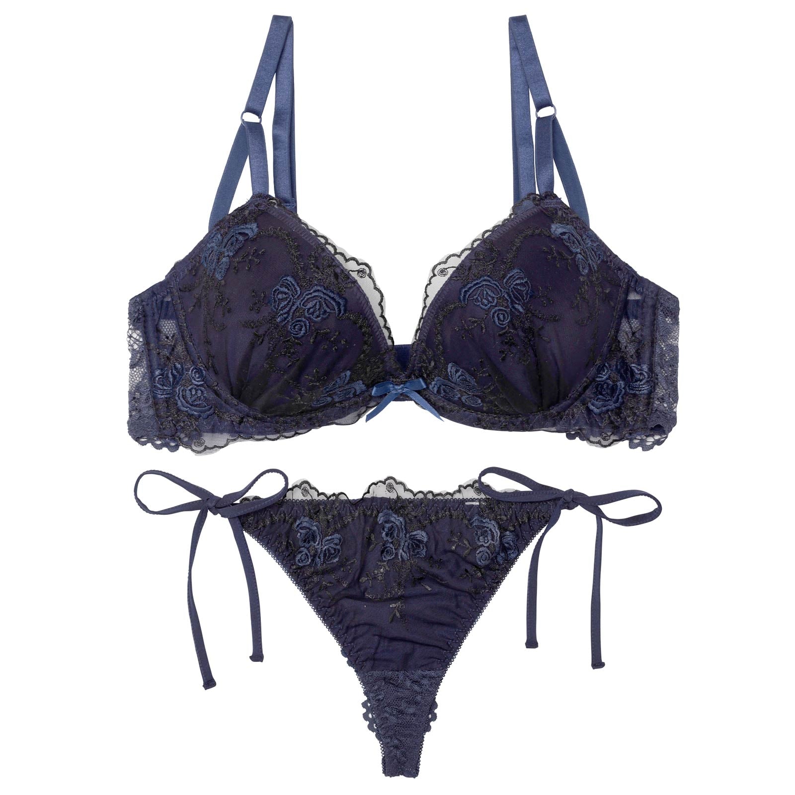 4/3新作!ミスティシアーロゼ育乳脇高ブラジャー&サイド紐バック透けTバックショーツ