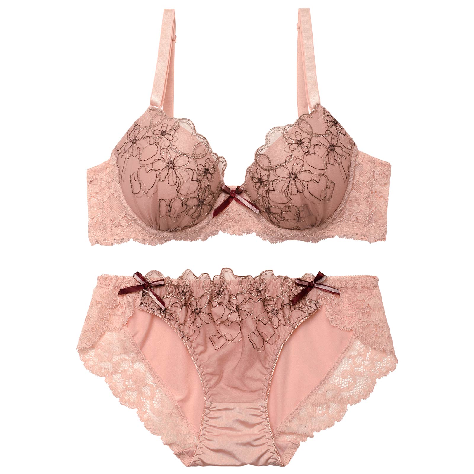 3/13新作!ガーリーハートフルールブラジャー&フルバックショーツ