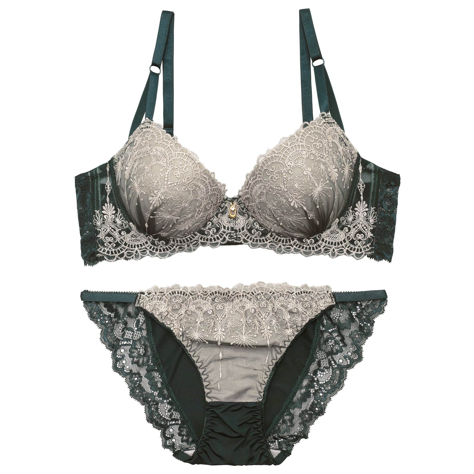 4/20新作!ノーブルシャンデリア育乳脇高ブラジャー&バック透けフルバックショーツ