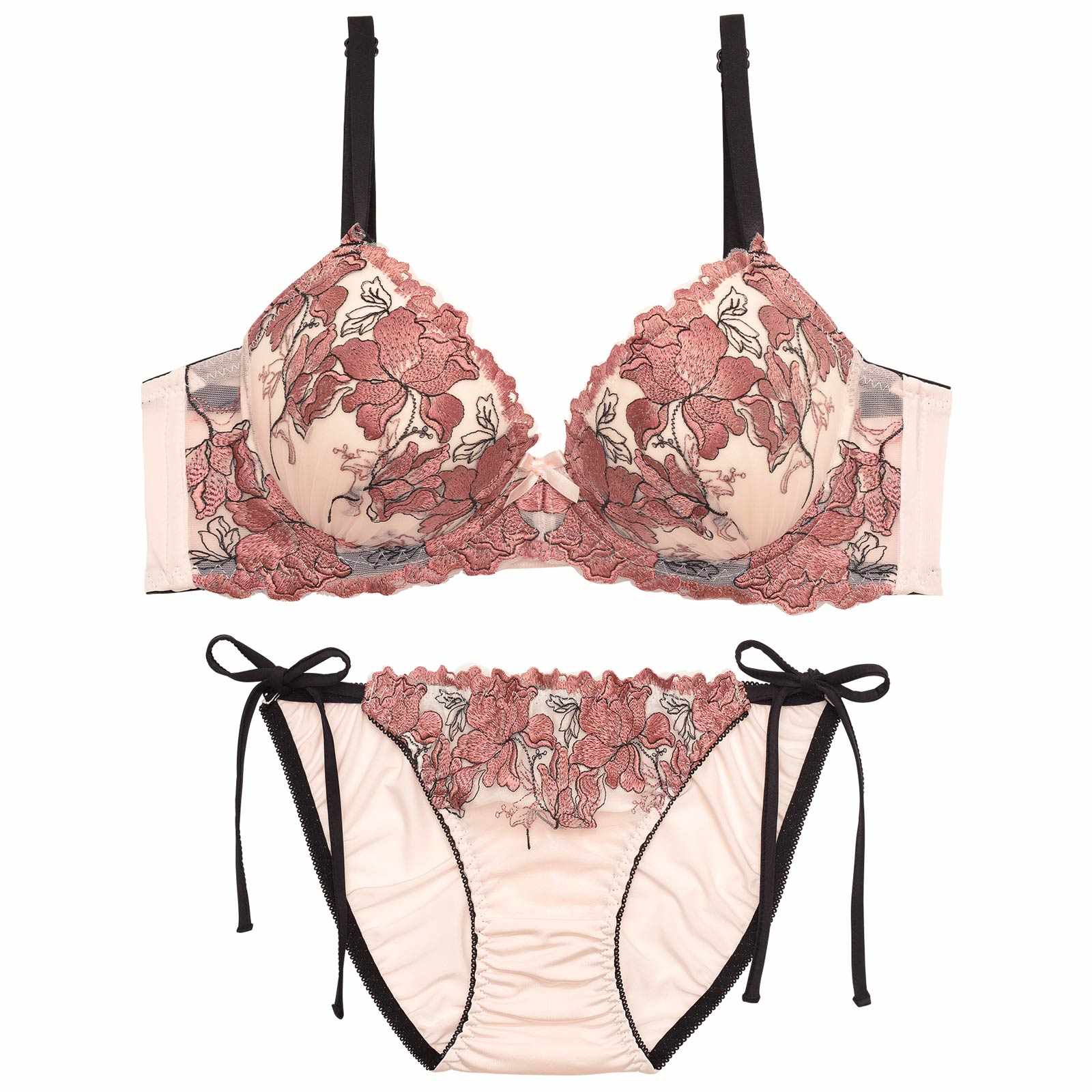 4/6新作!【三上悠亜着用】グロリアスブルーミング育乳脇高ブラジャー&サイド紐フルバックショーツ