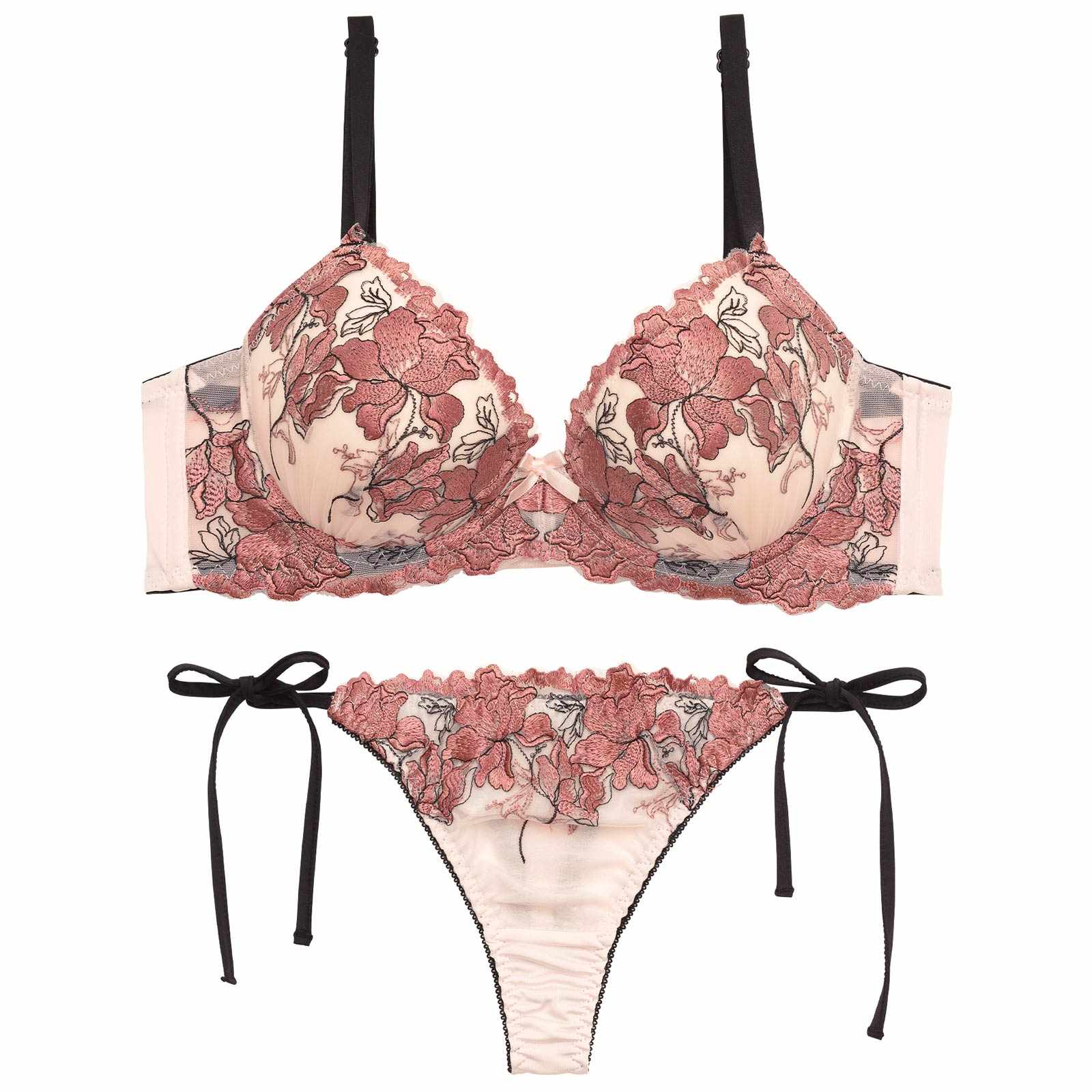 4/6新作!【三上悠亜着用】グロリアスブルーミング育乳脇高ブラジャー&サイド紐Tバックショーツ