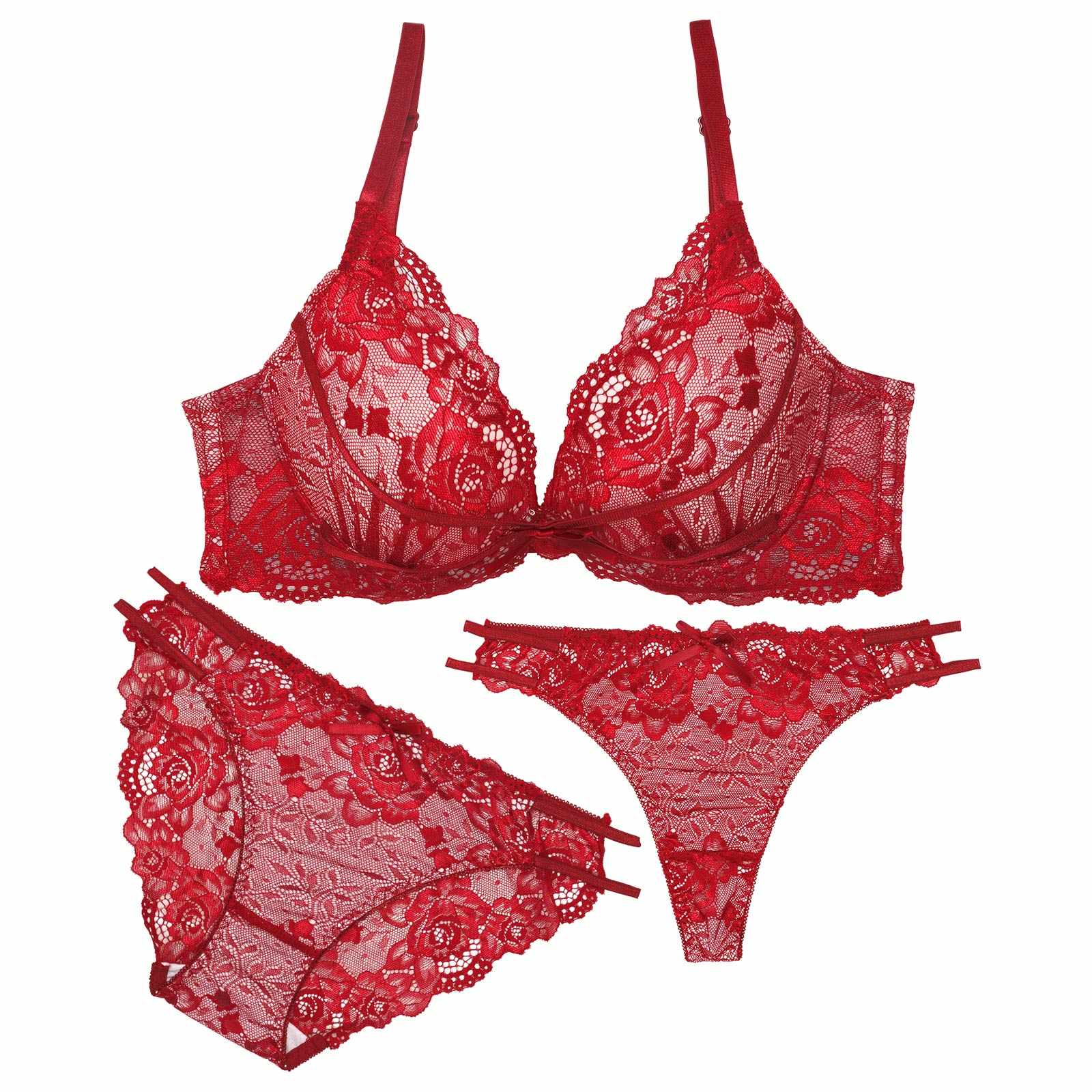 2/3再販!【三上悠亜着用】【3点セット】ディープクイーンローズ育乳脇高ブラジャー&バック透けフルバック&Tバックショーツ