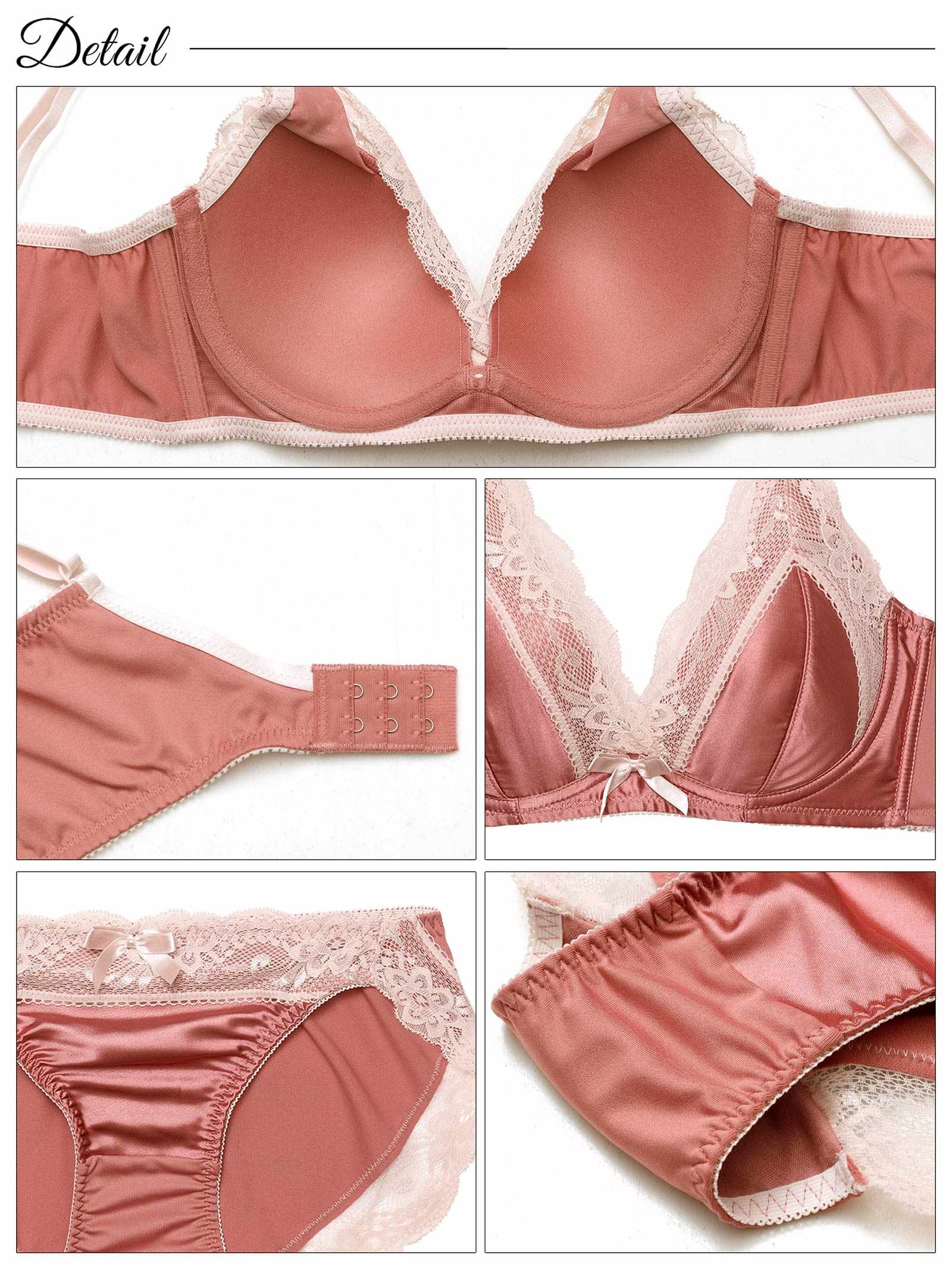 4/9新作!ダスティサテンレース育乳脇高ブラジャー&フルバックショーツ