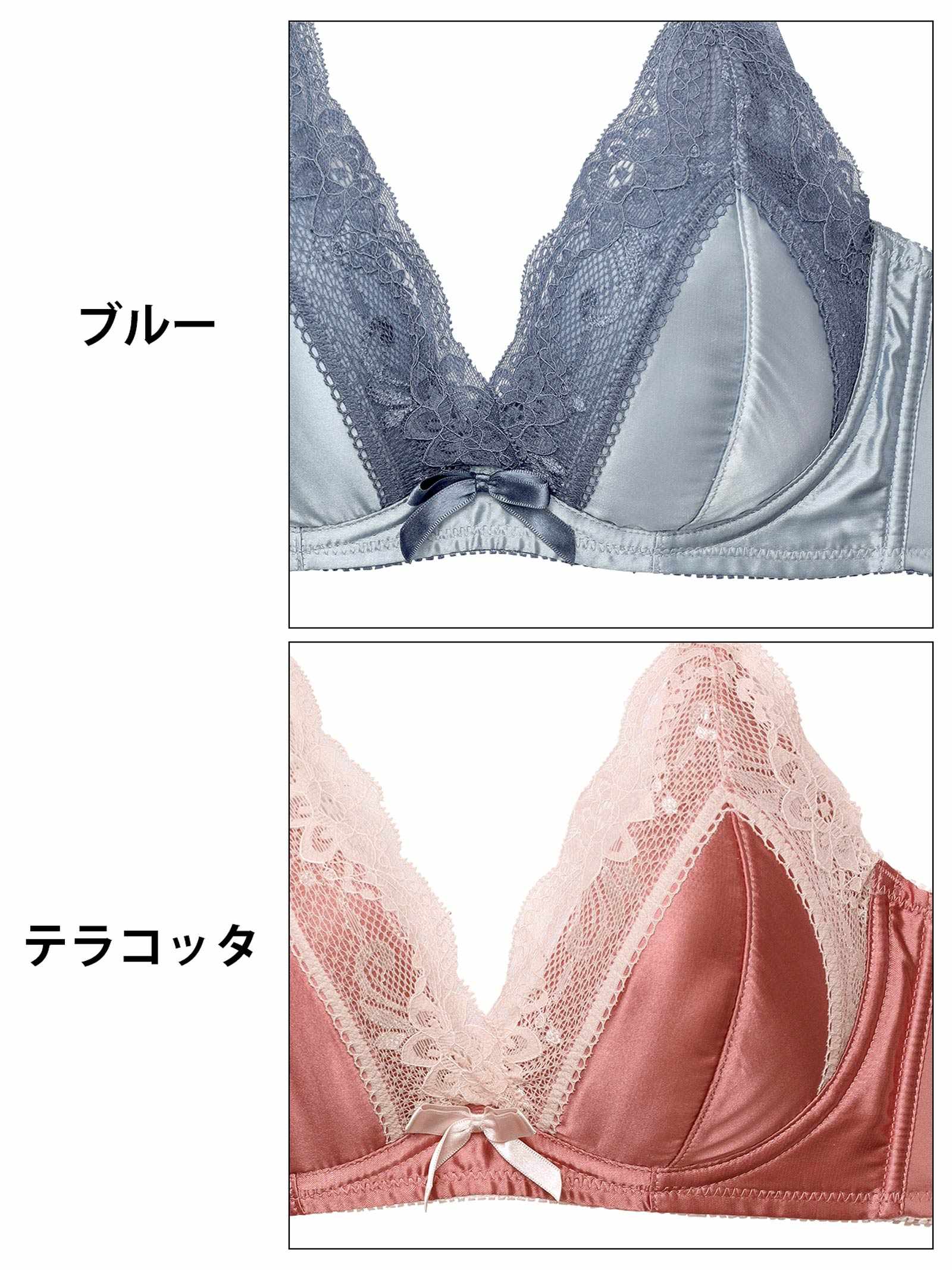 4/9新作!ダスティサテンレース育乳脇高ブラジャー&フルバックショーツ