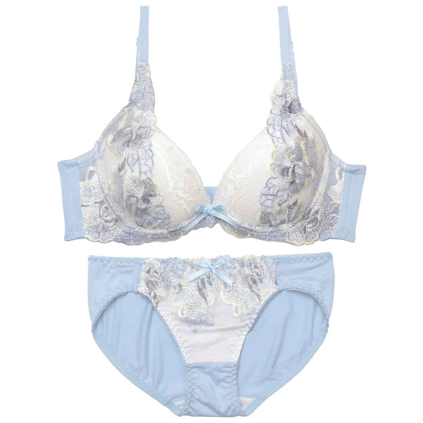 ノーブルフルールエンブロイダリー育乳脇高ブラジャー&フルバックショーツ - 【公式】247Lingerie