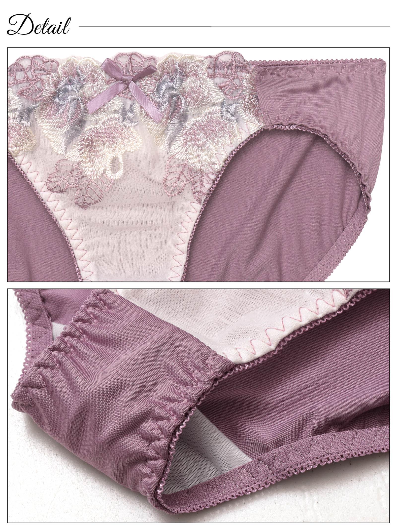 ノーブルフルールエンブロイダリー育乳脇高ブラジャー&フルバックショーツ - 【公式】247Lingerie