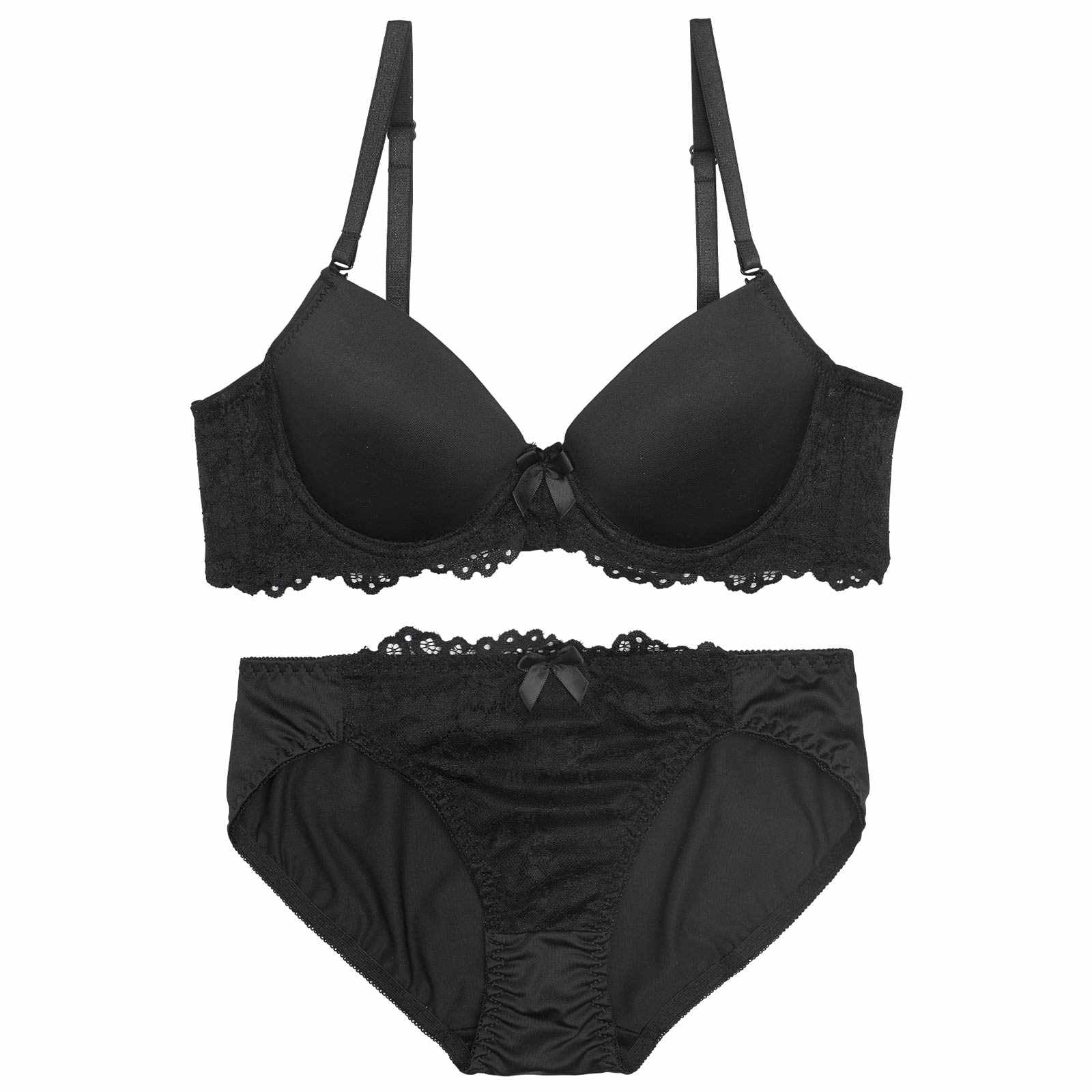 【GHIサイズ】シンプルレーシィスムース育乳脇高ブラジャー&フルバックショーツ