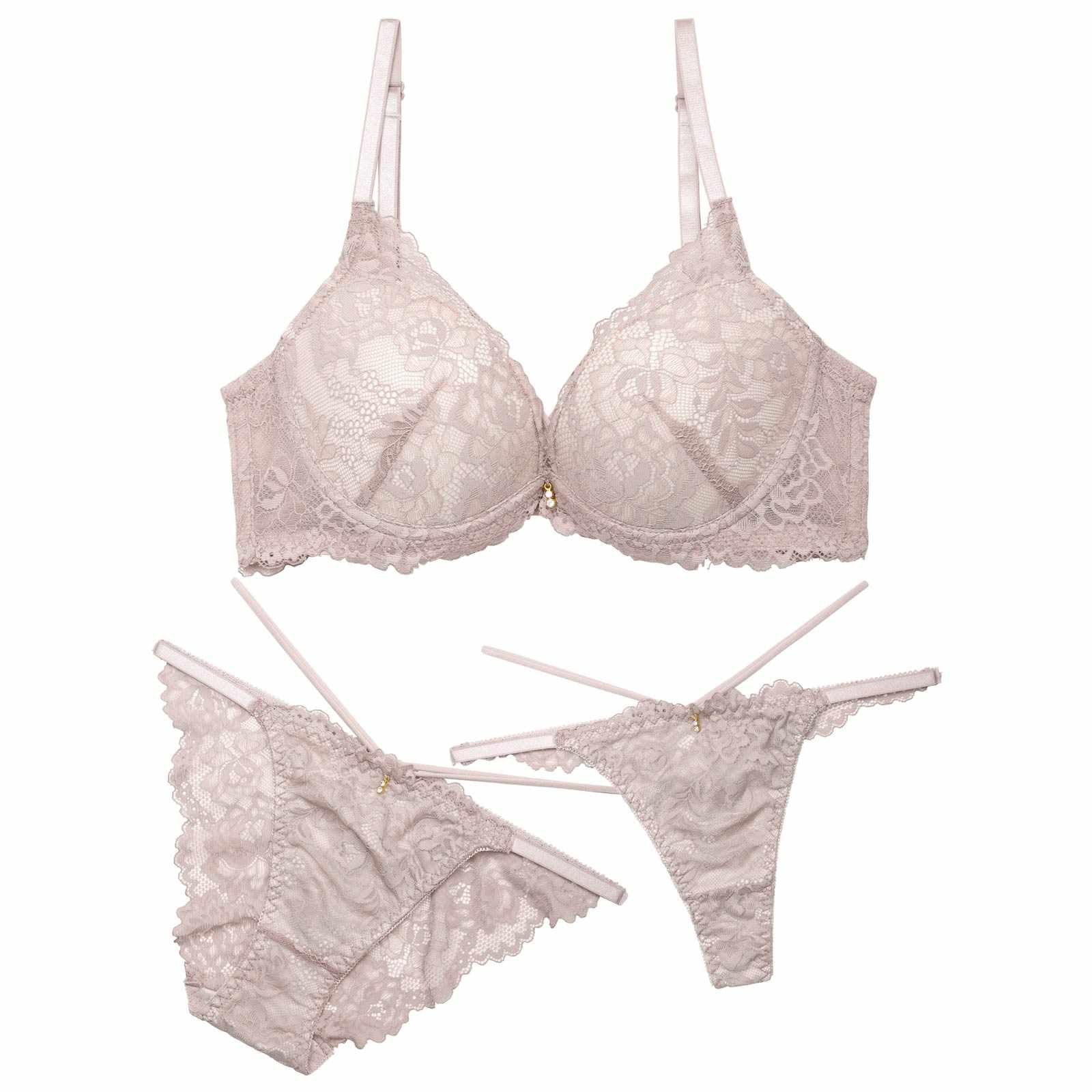 11/20再販!【三上悠亜着用】【3点セット】ラグジュアリーオールレーシィコード育乳脇高ブラジャー&バック透けフルバック&Tバックショーツ