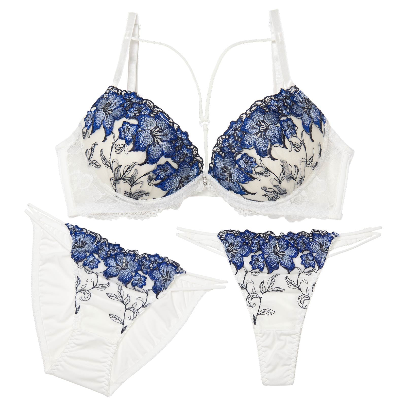 12/3新作!【3点セット】グロリアスブルームコード育乳脇高ブラジャー&フルバック&Tバックショーツ