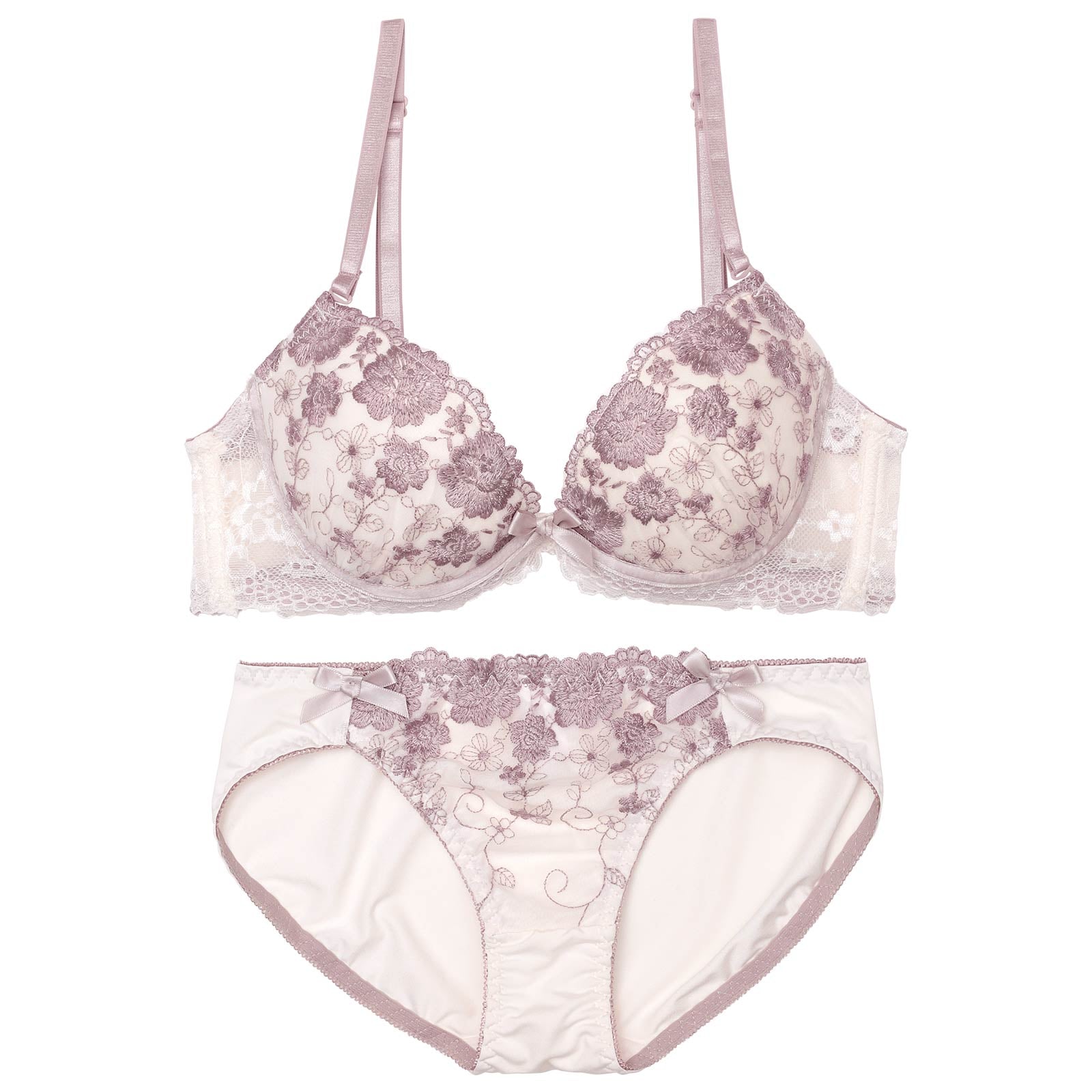 ダスティリボンブルーム育乳脇高ブラジャー&フルバックショーツ