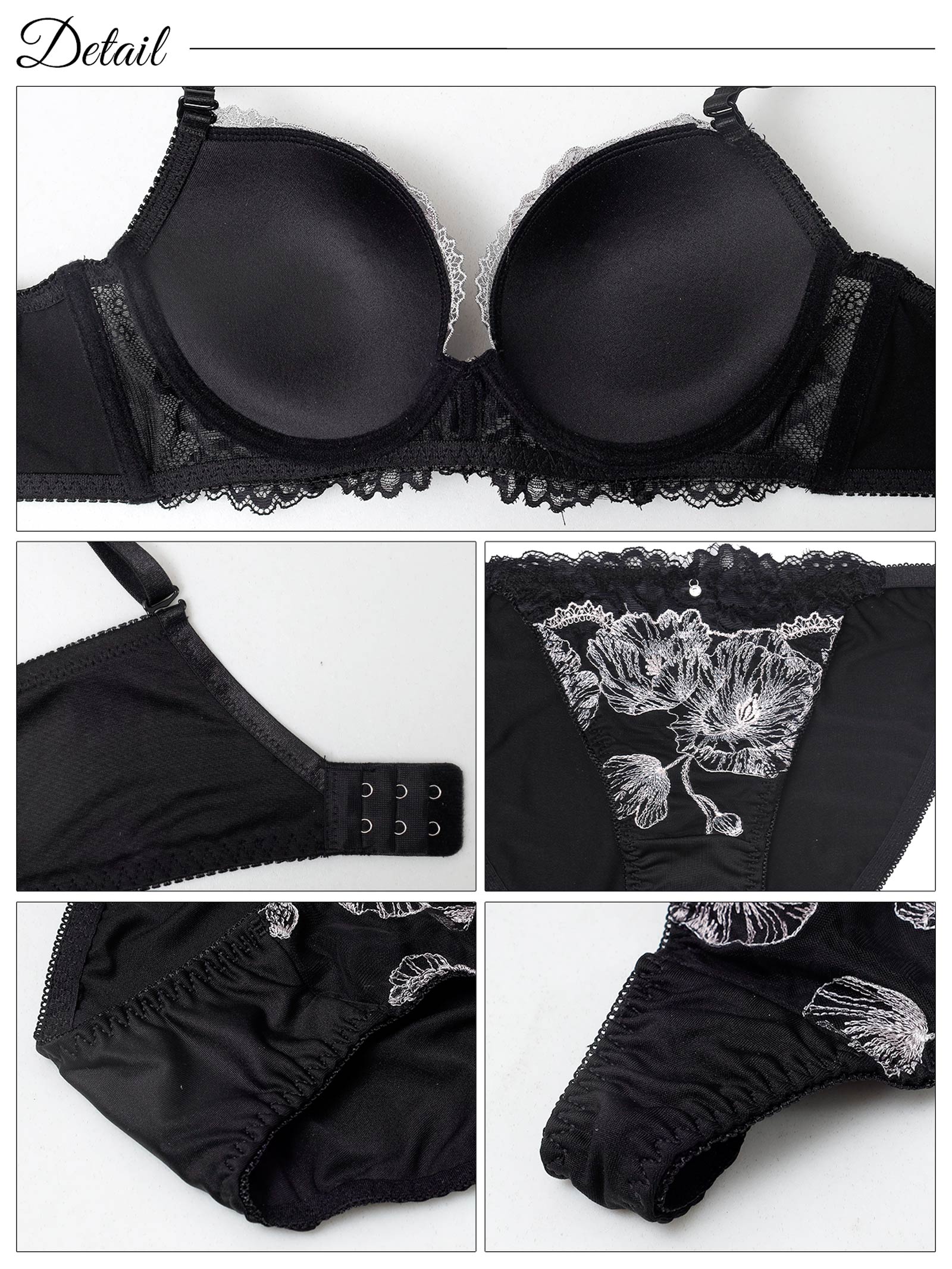 9/17新作!【3点セット】ミスティックフローラル育乳脇高ブラジャー&フルバック&Tバックショーツ