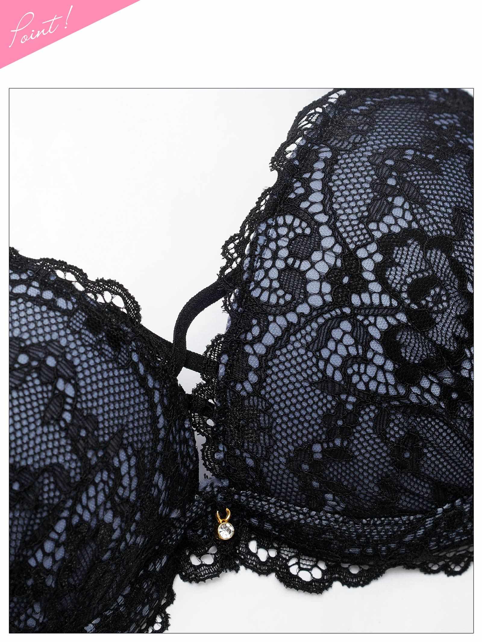 1/14新作!【3点セット】ジュエルレーシィコード育乳脇高ブラジャー&バック透けフルバック&Tバックショーツ