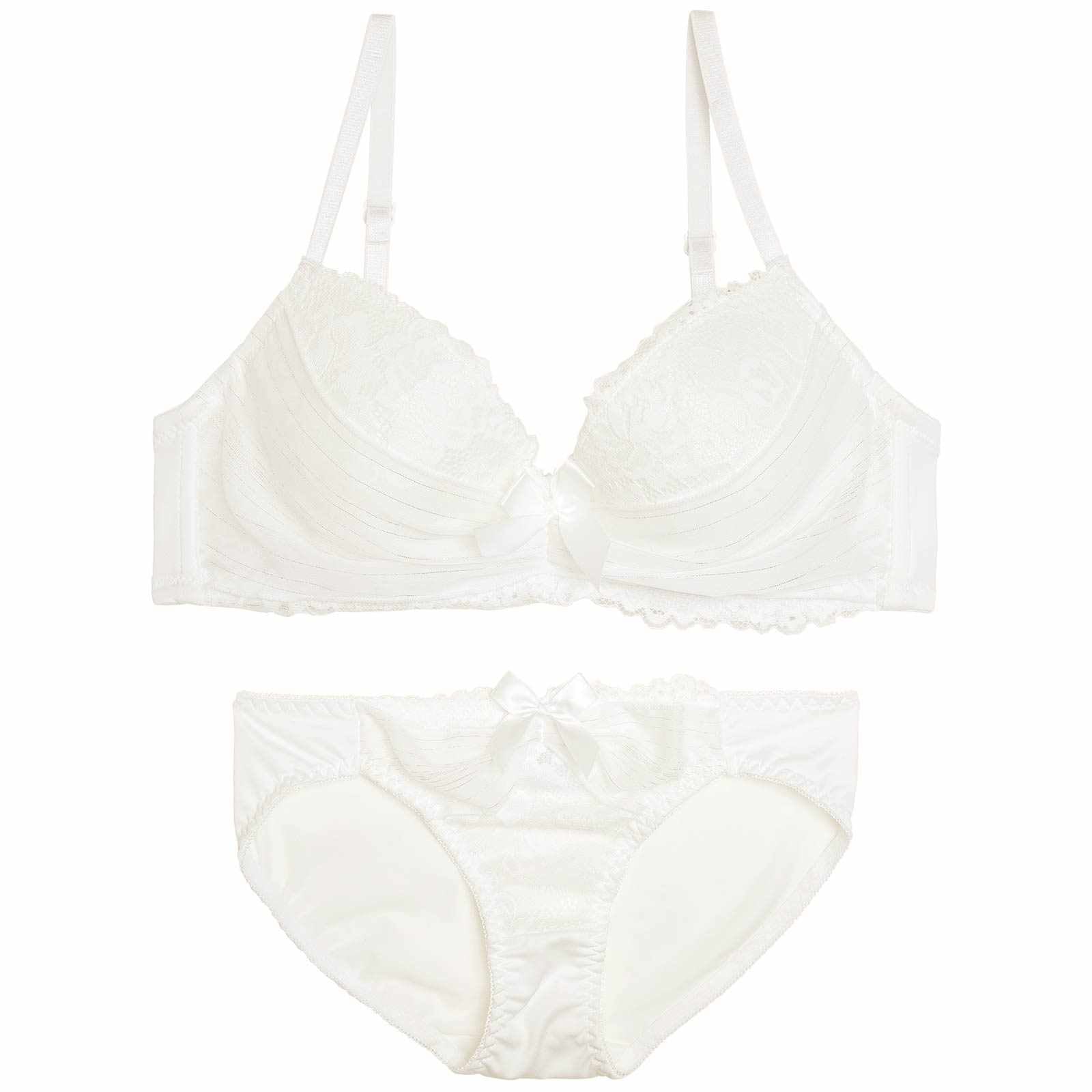 12/29新作!【GHIサイズ】レーシィストライプシフォンブラジャー&フルバックショーツ