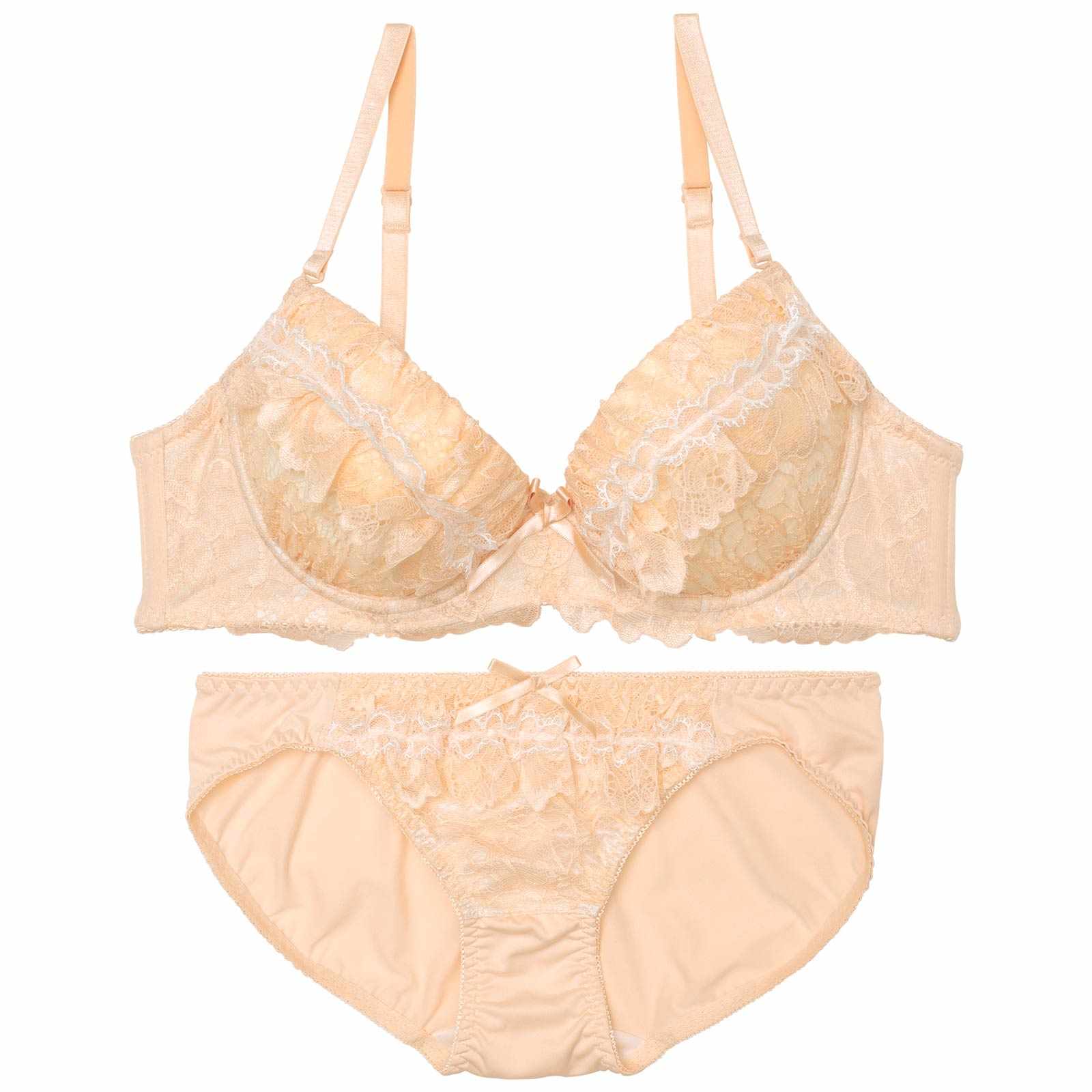 ドーリーフリルレースブラジャー&フルバックショーツ