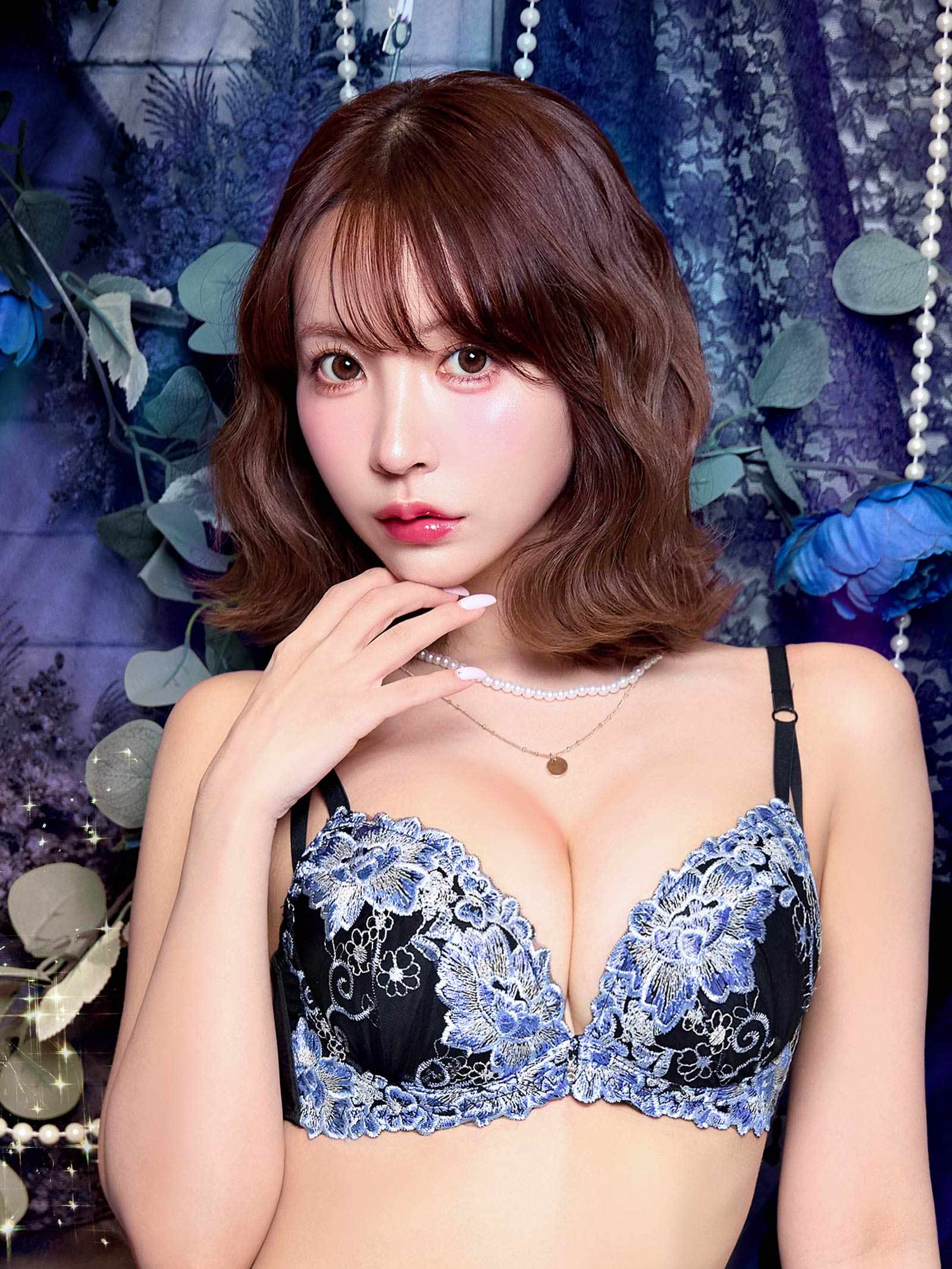 11/24新作!【三上悠亜着用】【3点セット】グロリアスシャイニーブルーム育乳脇高ブラジャー&フルバック&Tバックショーツ