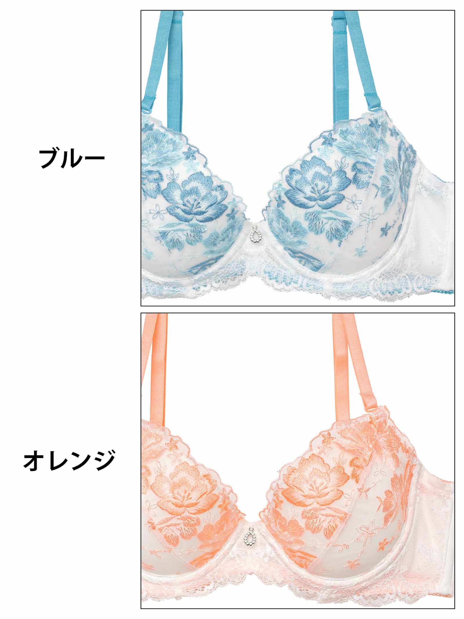 9/5新作!ピュアフローラルガーデン育乳脇高ブラジャー&フルバックショーツ