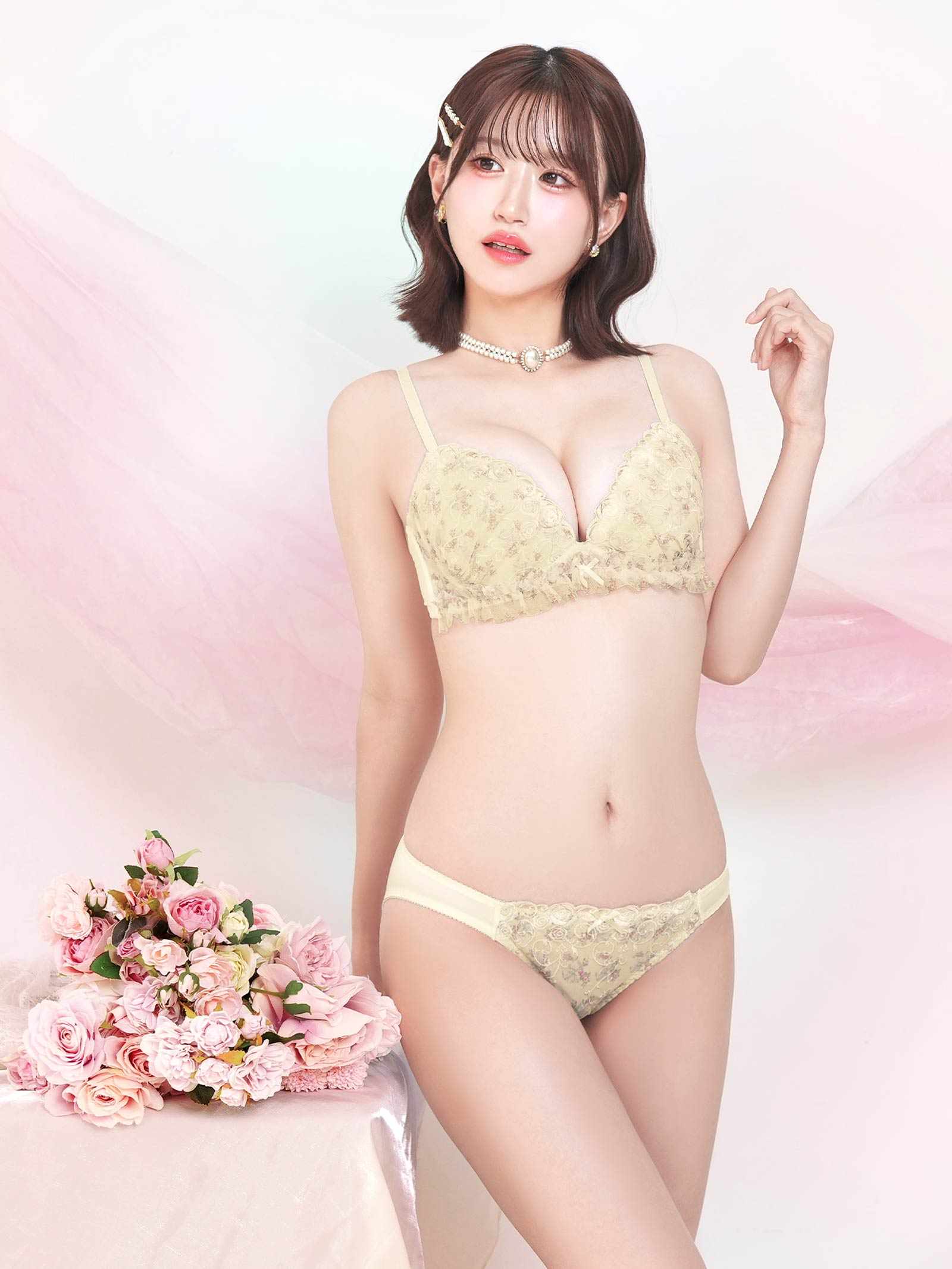 1/9新作!ドーリーローズブーケブラジャー&フルバックショーツ