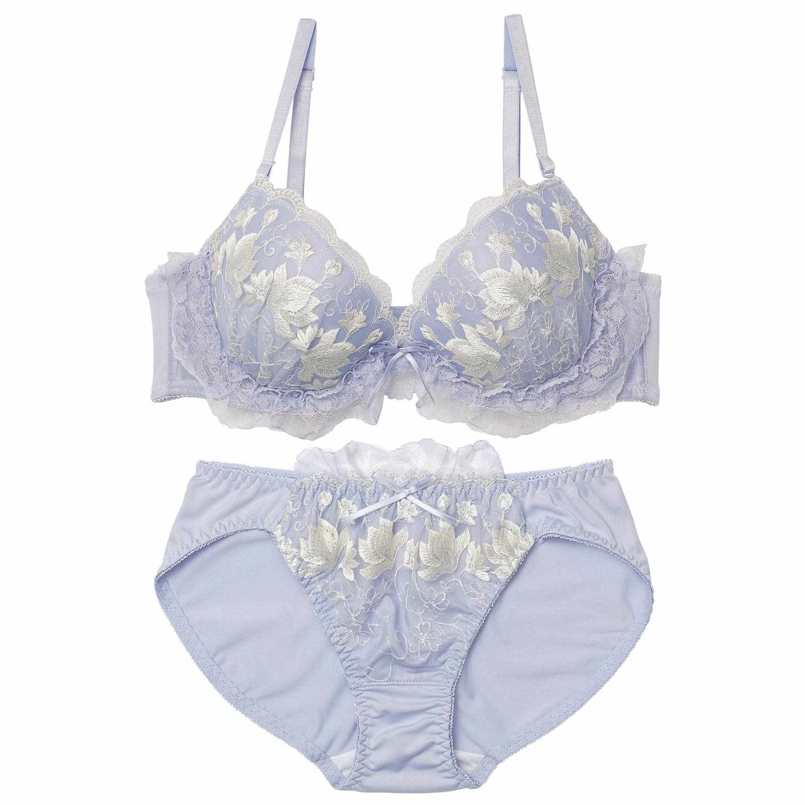 12/8新作!エレガンスフリルフラワーブラジャー&フルバックショーツ