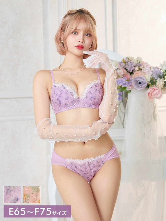 11/3新作!【EFサイズ】フェミニンメロウブロッサムブラジャー&フルバックショーツ