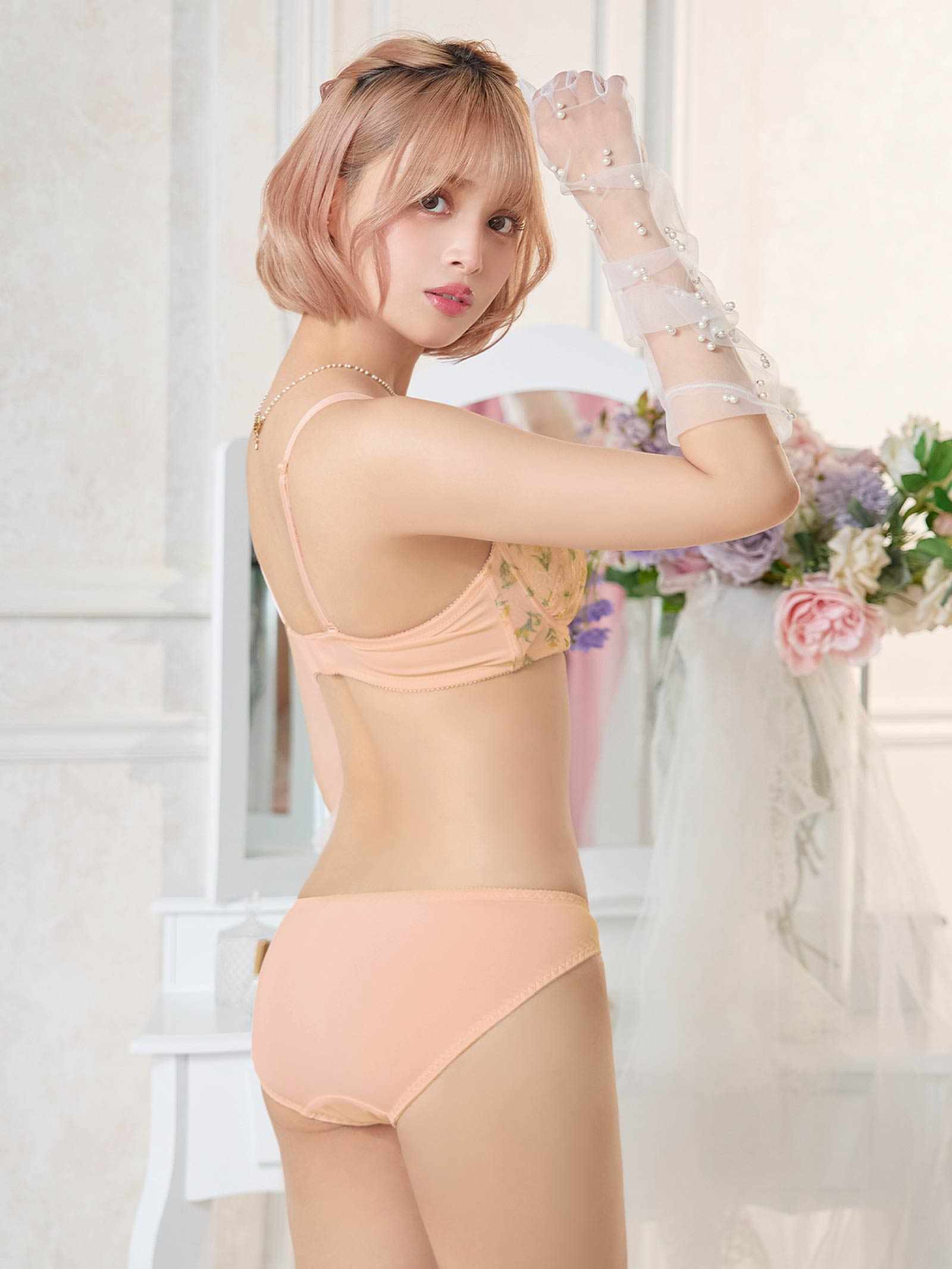 11/3新作!【EFサイズ】フェミニンメロウブロッサムブラジャー&フルバックショーツ