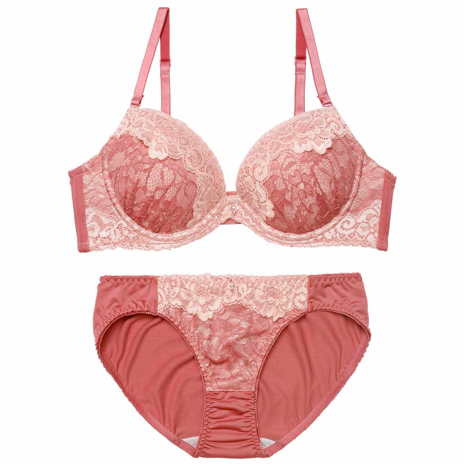 12/22新作!フェミニンダブルレーシィブラジャー＆フルバックショーツ