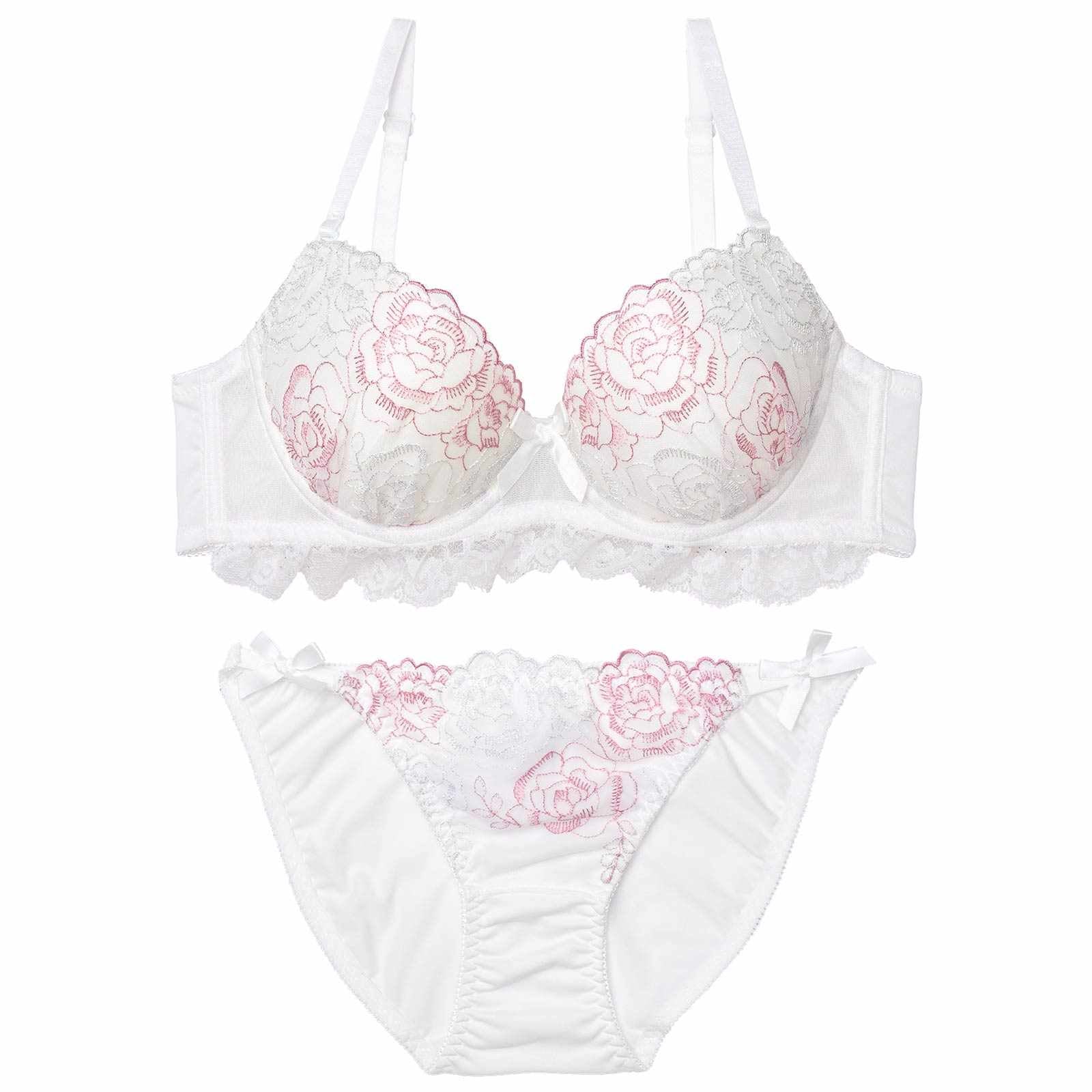 1/23新作!クラシックフェミニンロゼブラジャー&フルバックショーツ