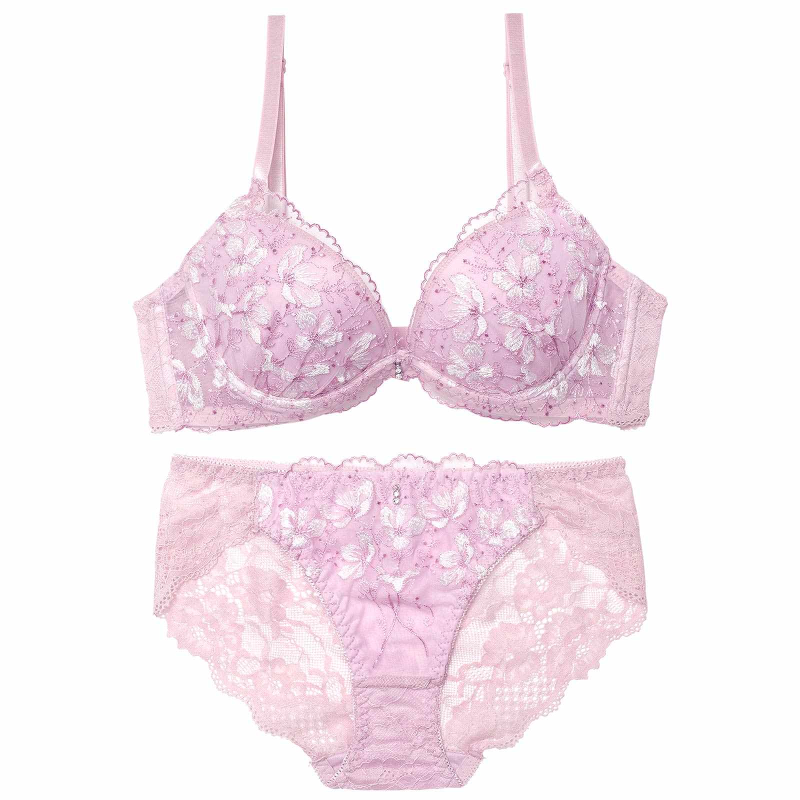3/20新作!フェアリーフルールレース育乳脇高ブラジャー&バック透けフルバックショーツ
