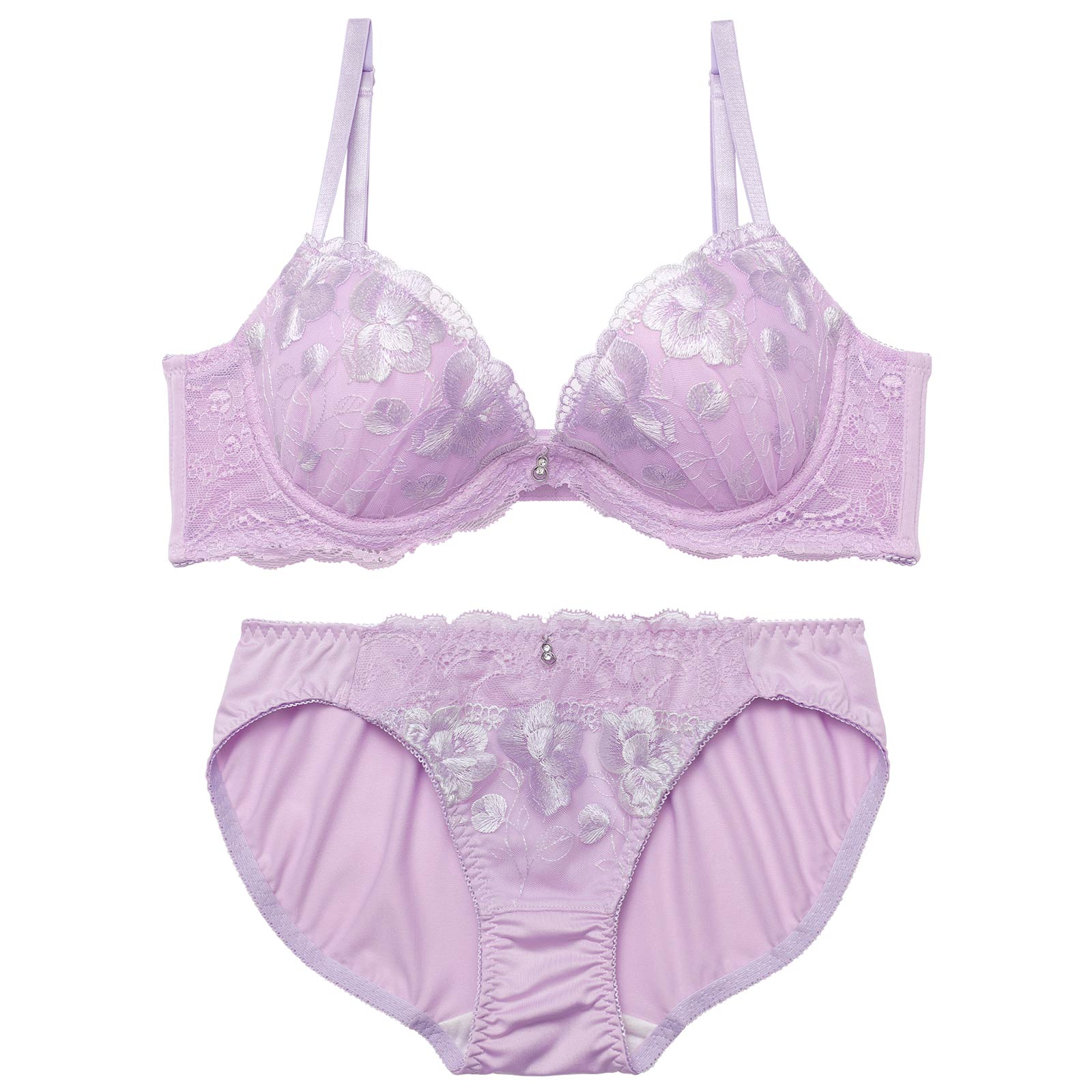 2/4新作!ミルキーフルールレーシィ育乳脇高ブラジャー&フルバックショーツ